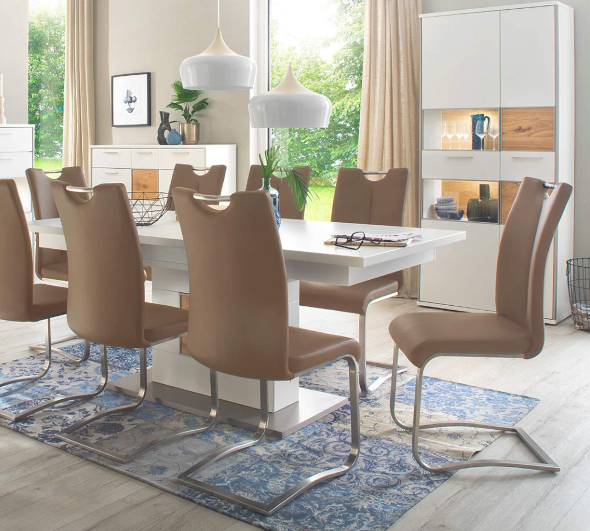 2x Freischwinger Kunstleder Edelstahl Braun