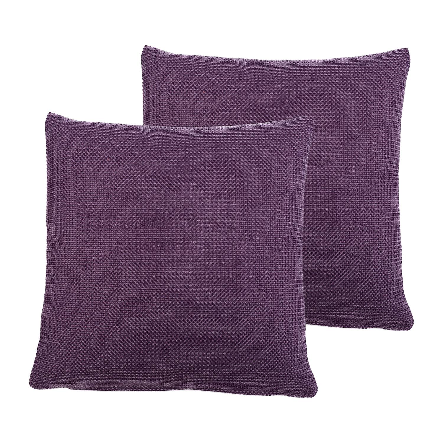 2x Dallas Cushion Cover Synthetic Fabric Dark Purple 40 x 40 cm