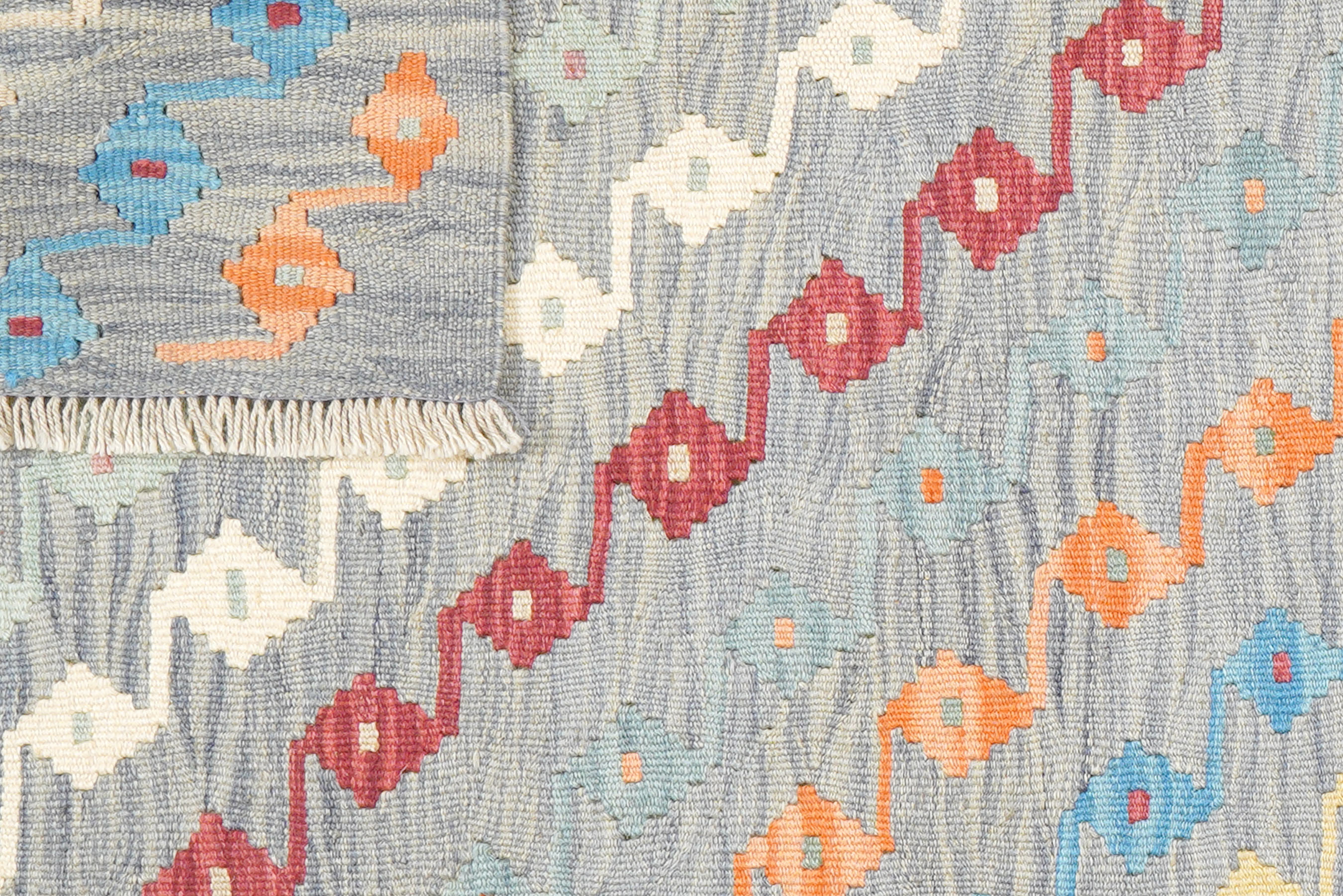 Tappeto Kilim Gashgai Lana Grigio