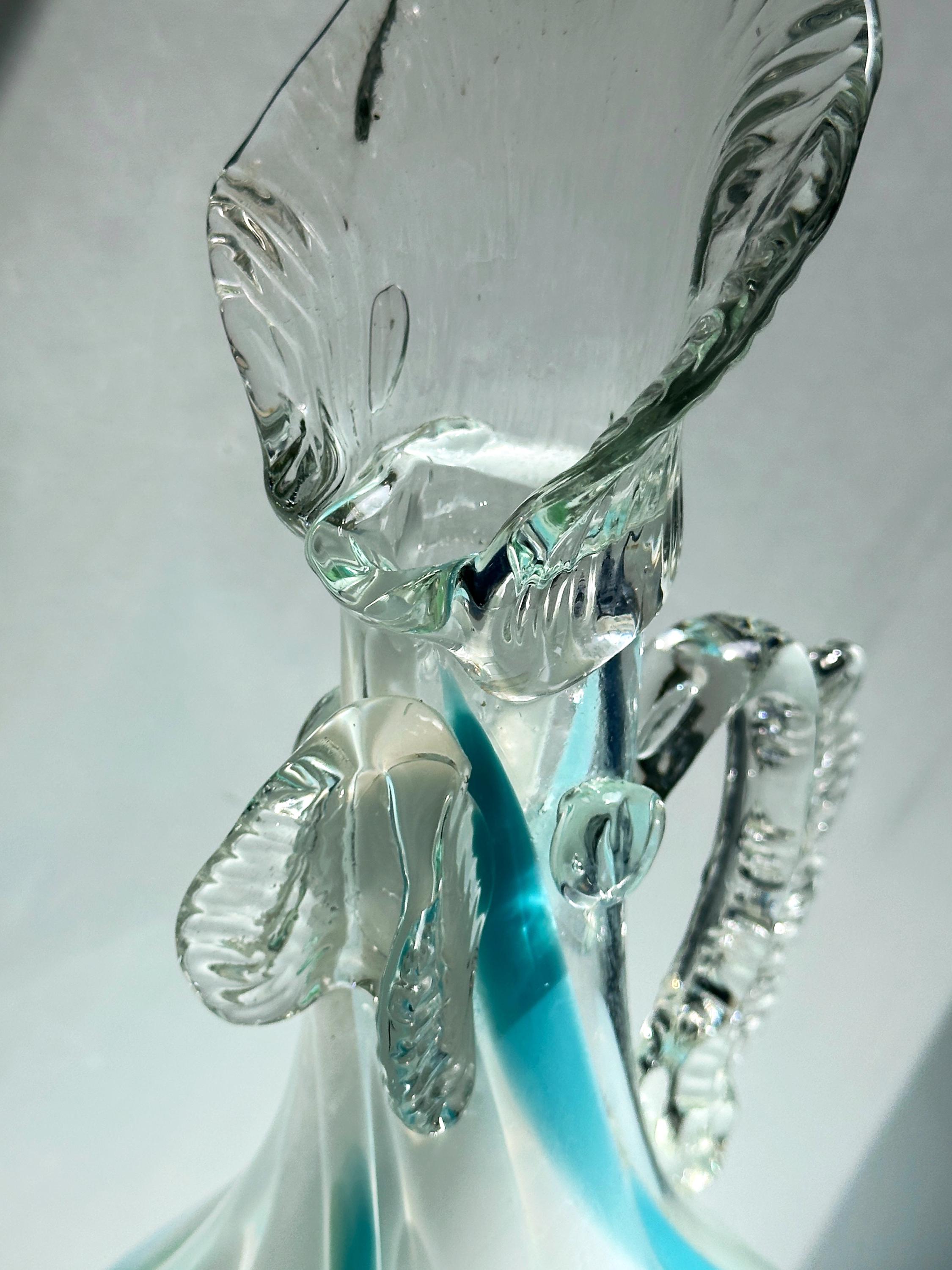 Vintage Vase Murano Glass Blue 1970s