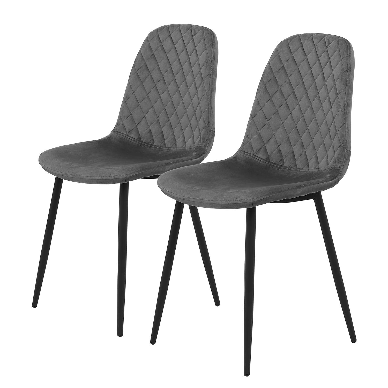Rudine Dining Chair Set of 2 Microfiber Steel Black Grey