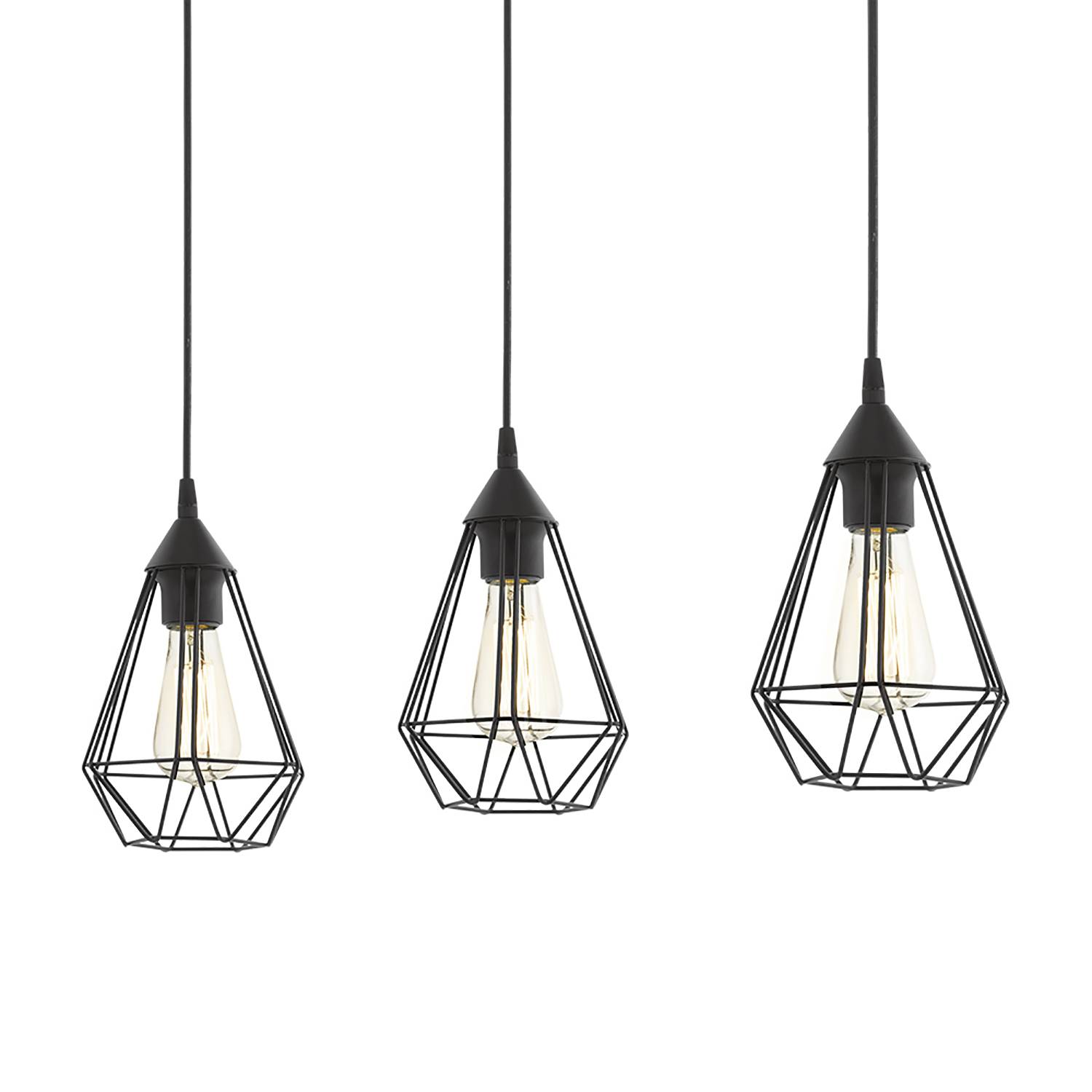 Tarbes III pendant lamp steel 3-bulb