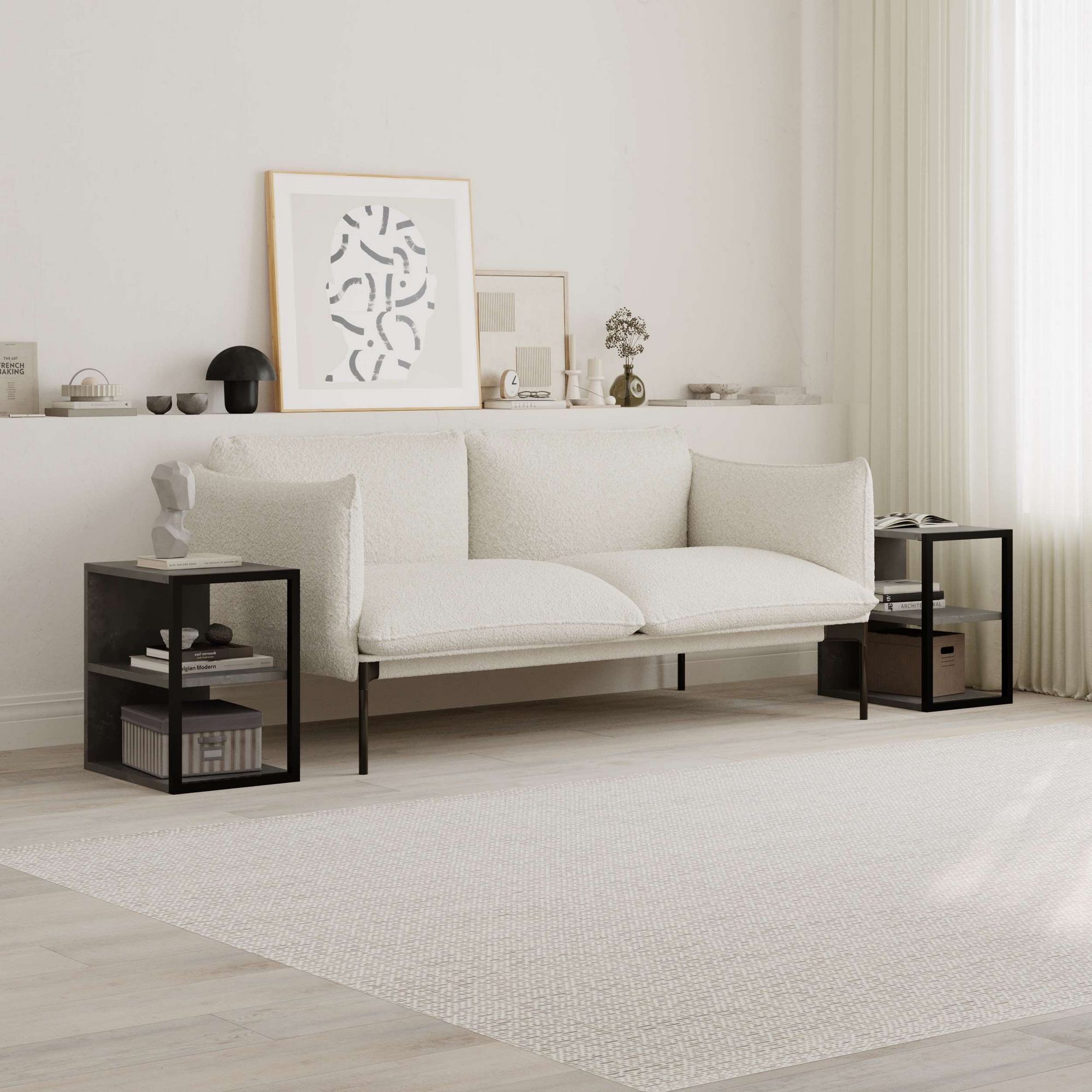 Set di tavolini Echo impiallacciatura di legno retro grigio