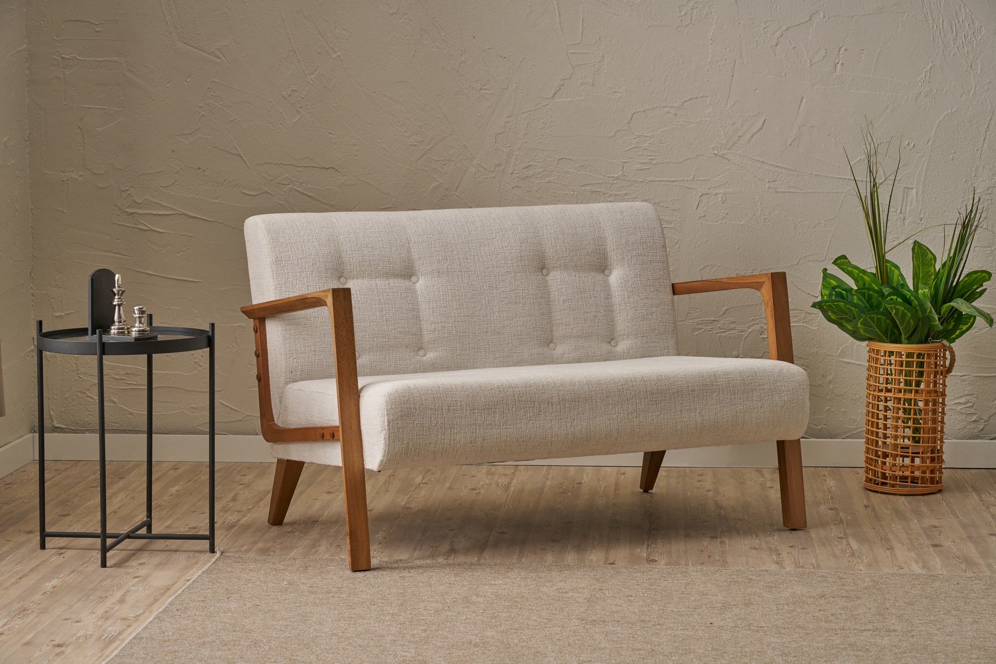 Kemer Sofa Buchenholz Cream