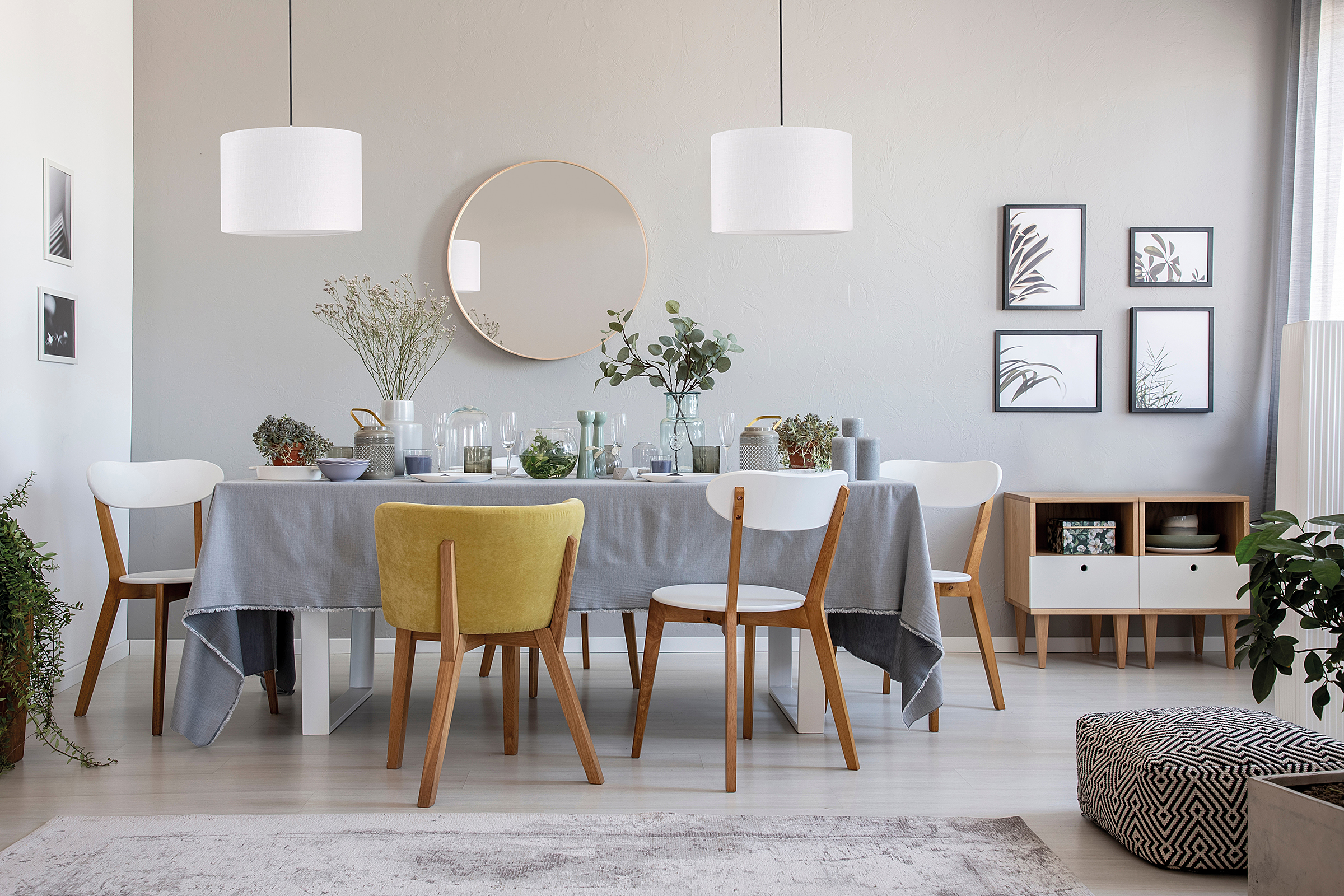 Pendant lamp Vigo linen 1-light White / Black