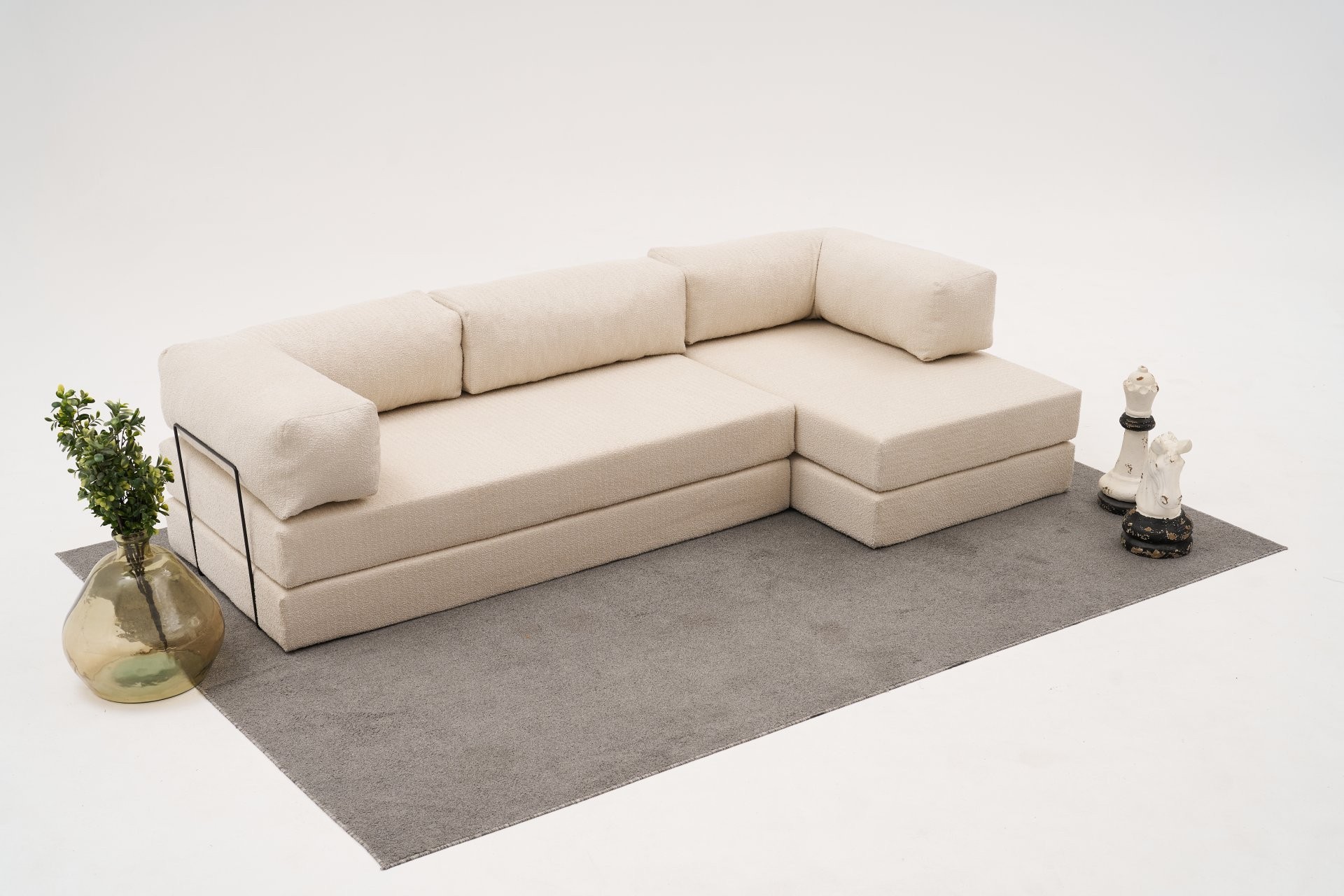 Comfort Schlafsofa Récamiere Rechts Creme