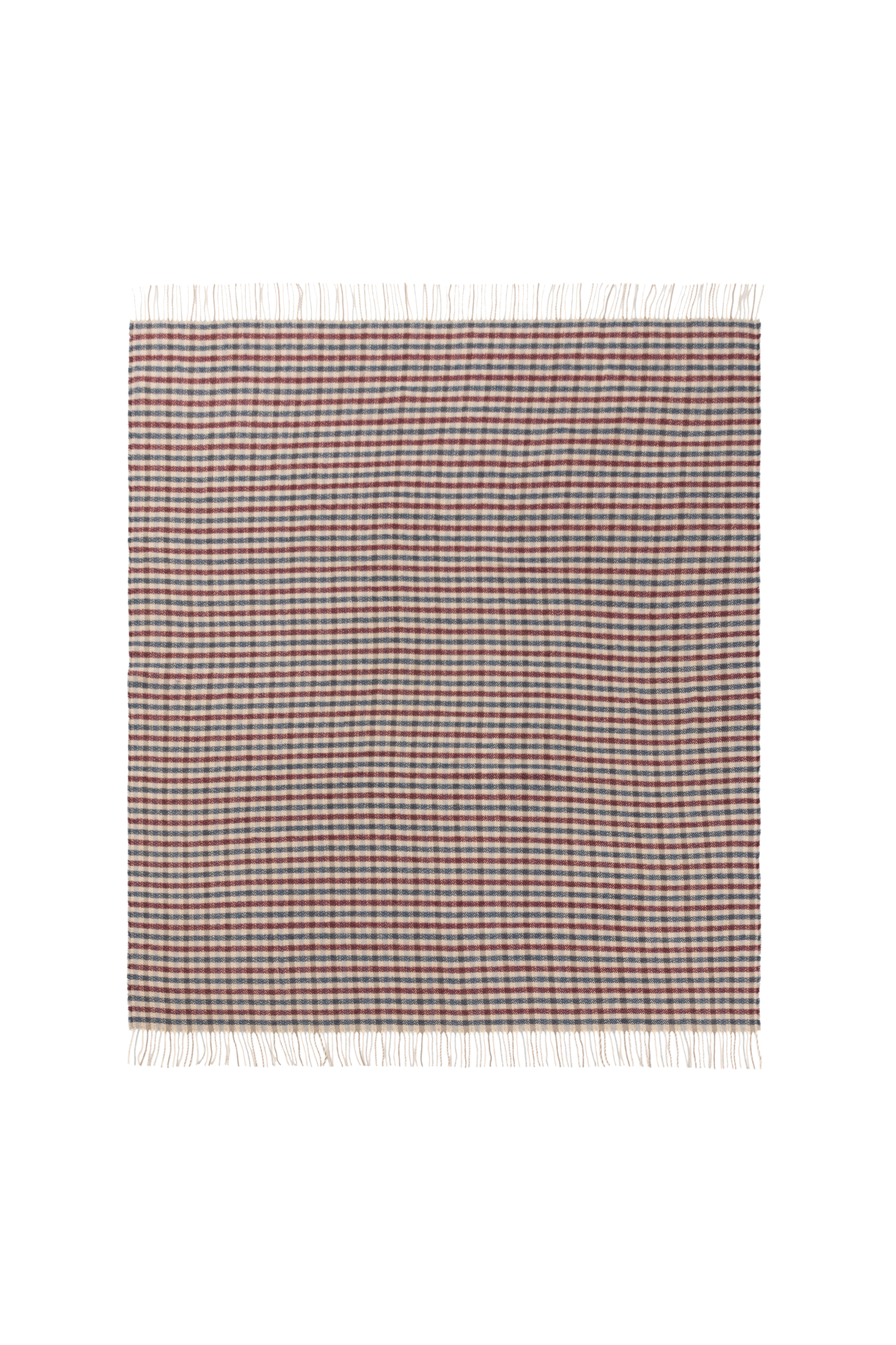 Ibiza Plaid Decke Recycelte Baumwolle Mikro-Karo Blau Rot