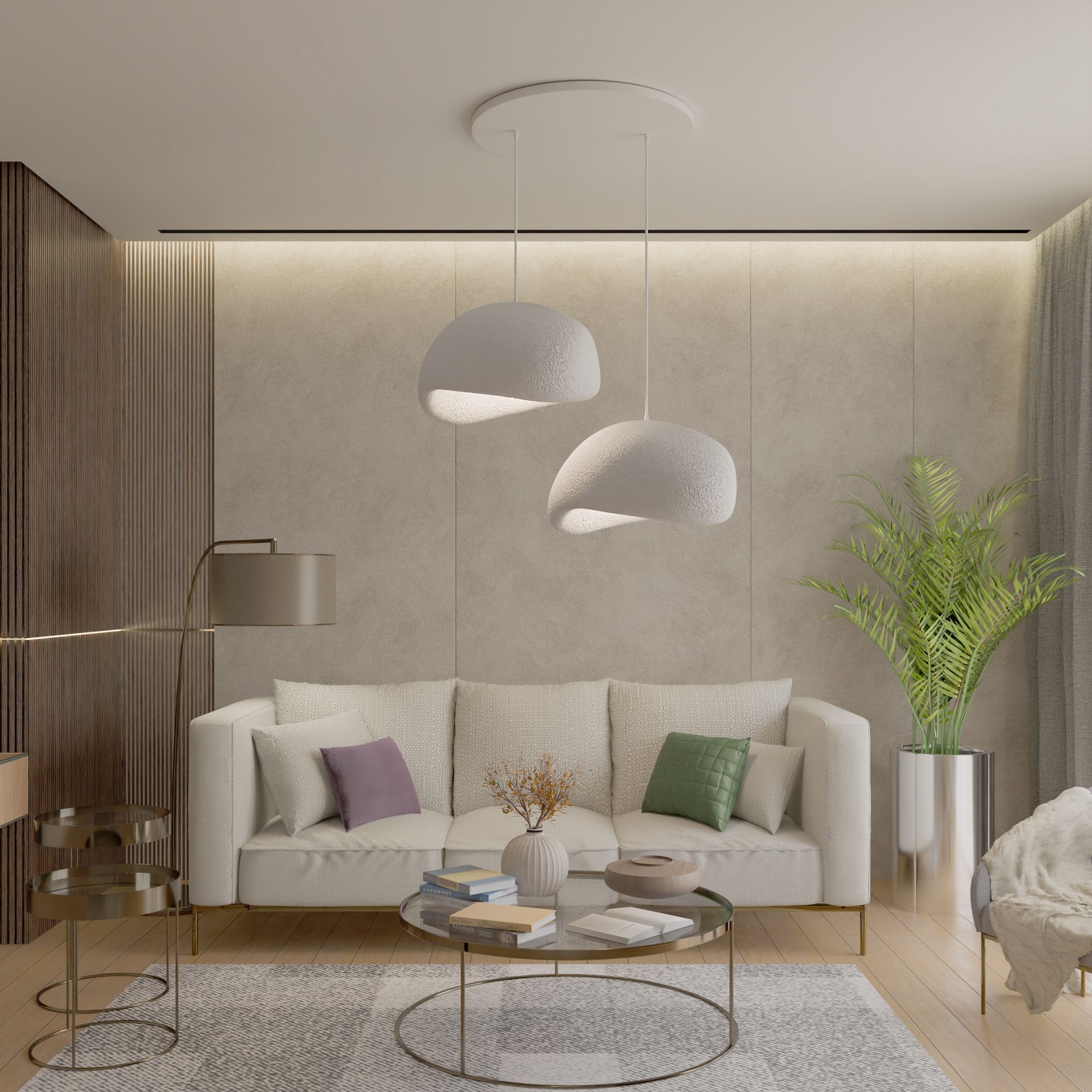 2-Flammig Wabi Sabi Grainbeams Pendelleuchte Weiß