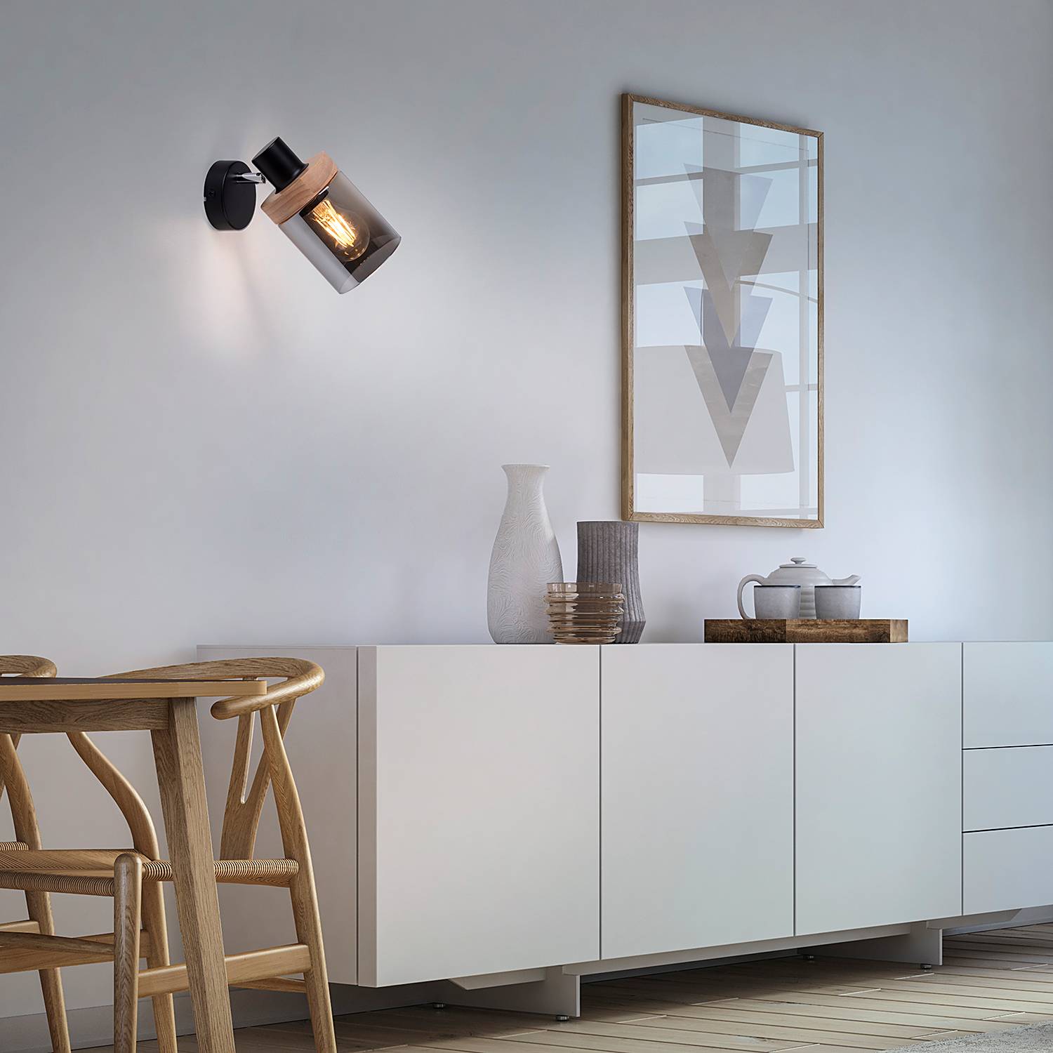 Pasqual Wall Lamp Smoked Glass Iron 1-light