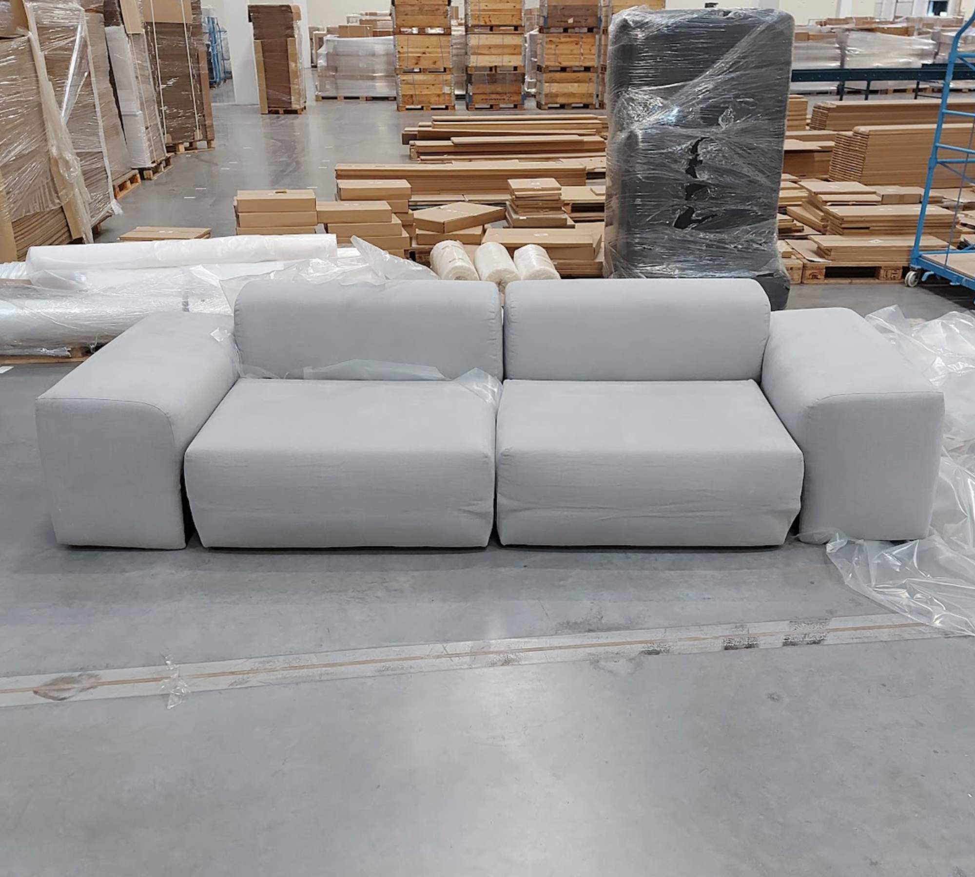 Pyllow Sofa 2-Sitzer Lichtgrau Baumwoll-Leinen Mix