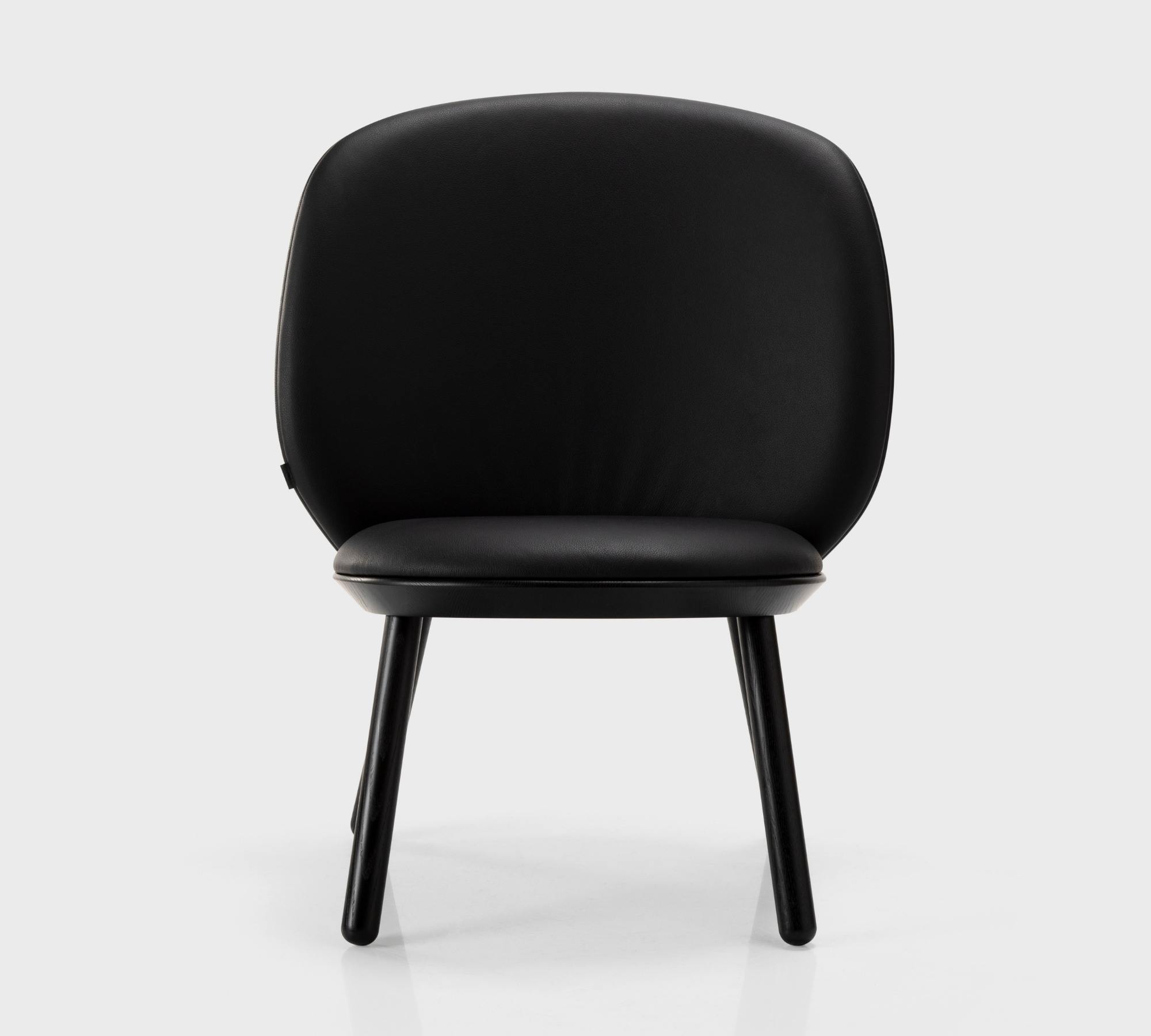Naïve Lounge chair Ash wood Leather Black
