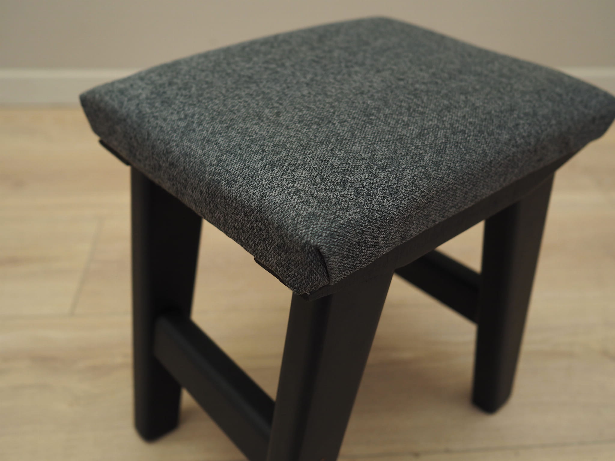 Vintage stool textile wood grey 1980s