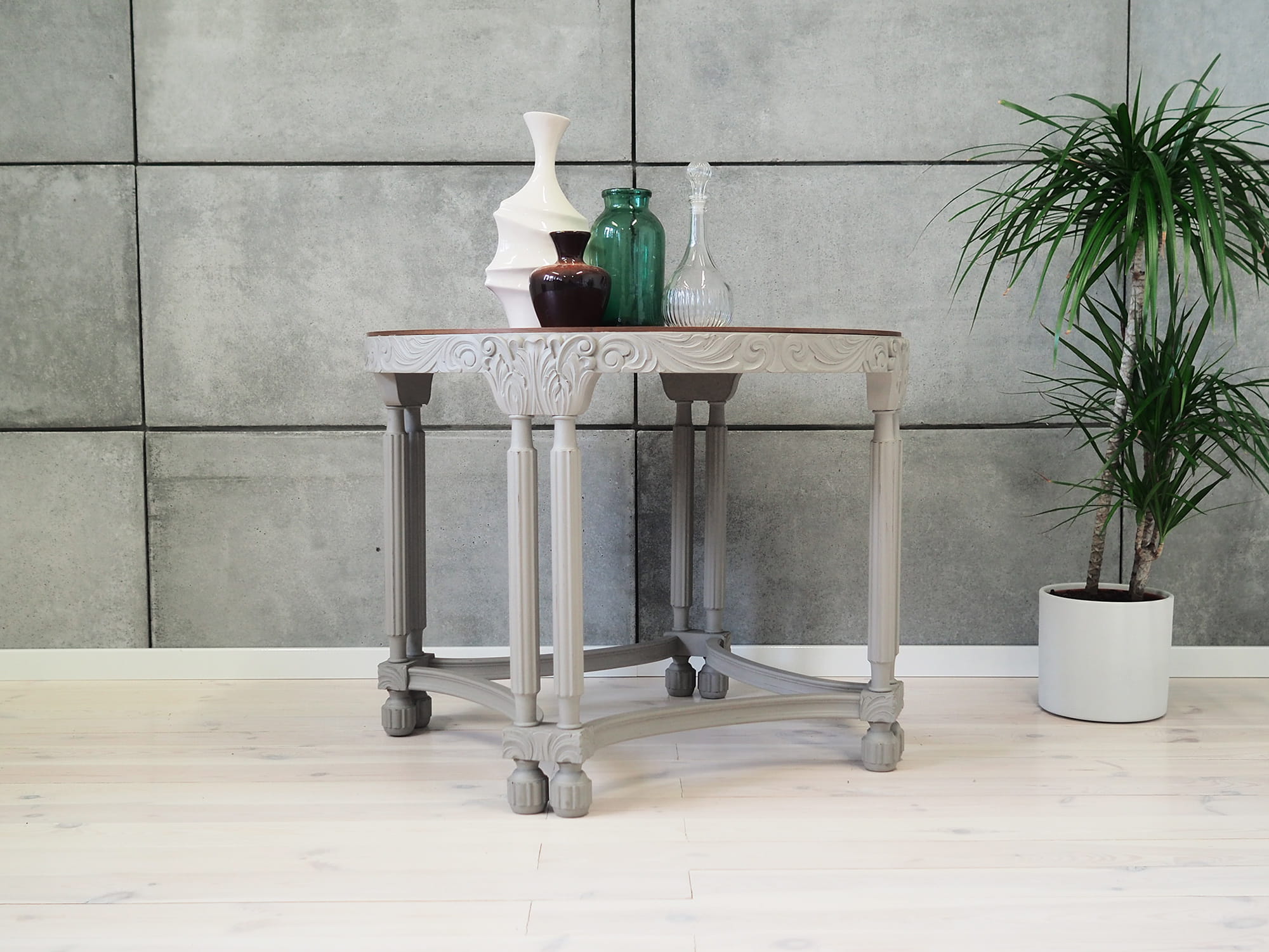 Vintage Couchtisch Holz Grau 1940er Jahre