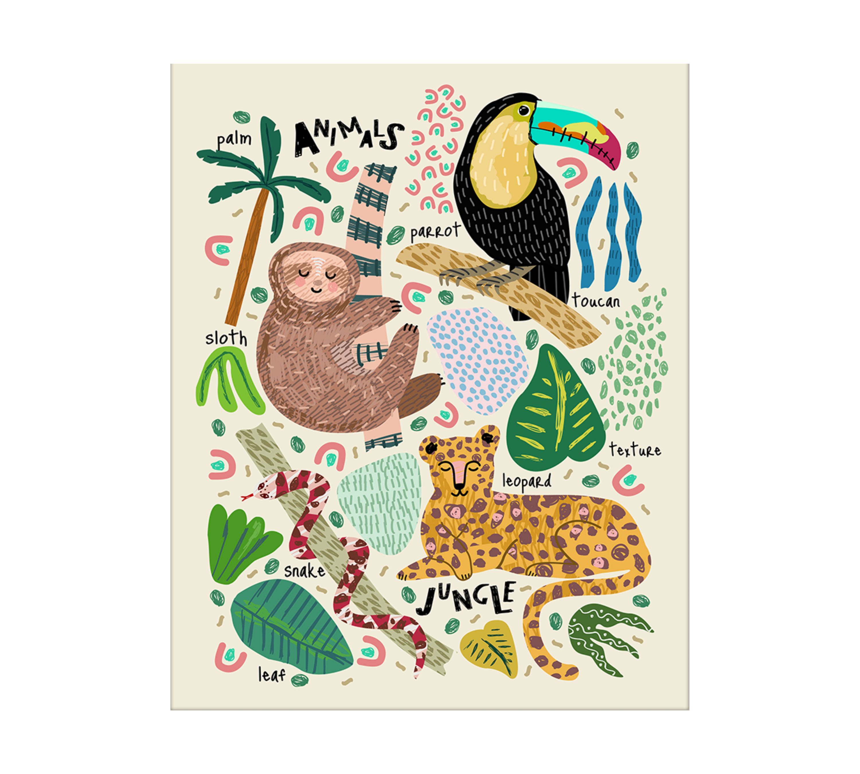 Jungle Animals Kunstdruck mit Rahmen Mehrfarbig