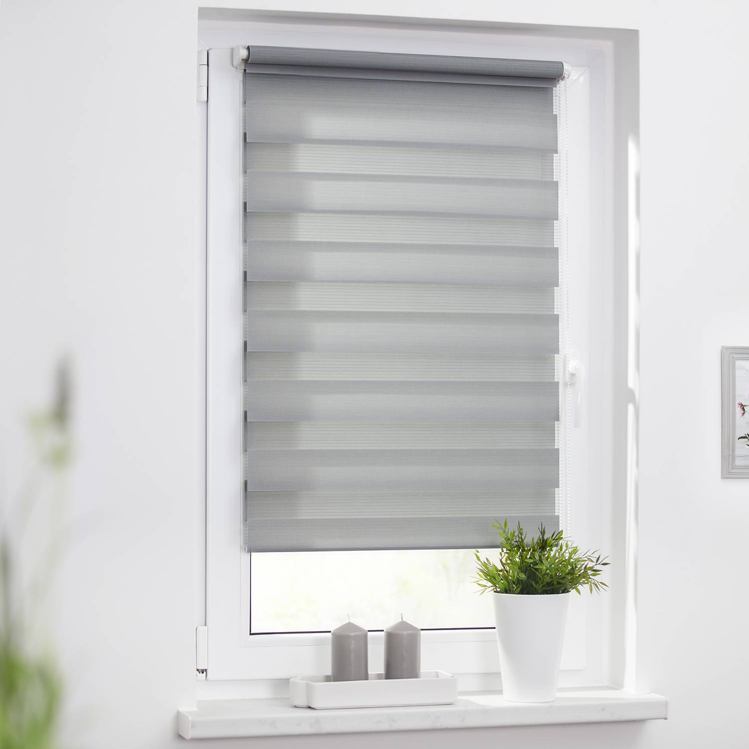 Duo-Rollo Klemmfix Webstoff Grau 80 x 150 cm