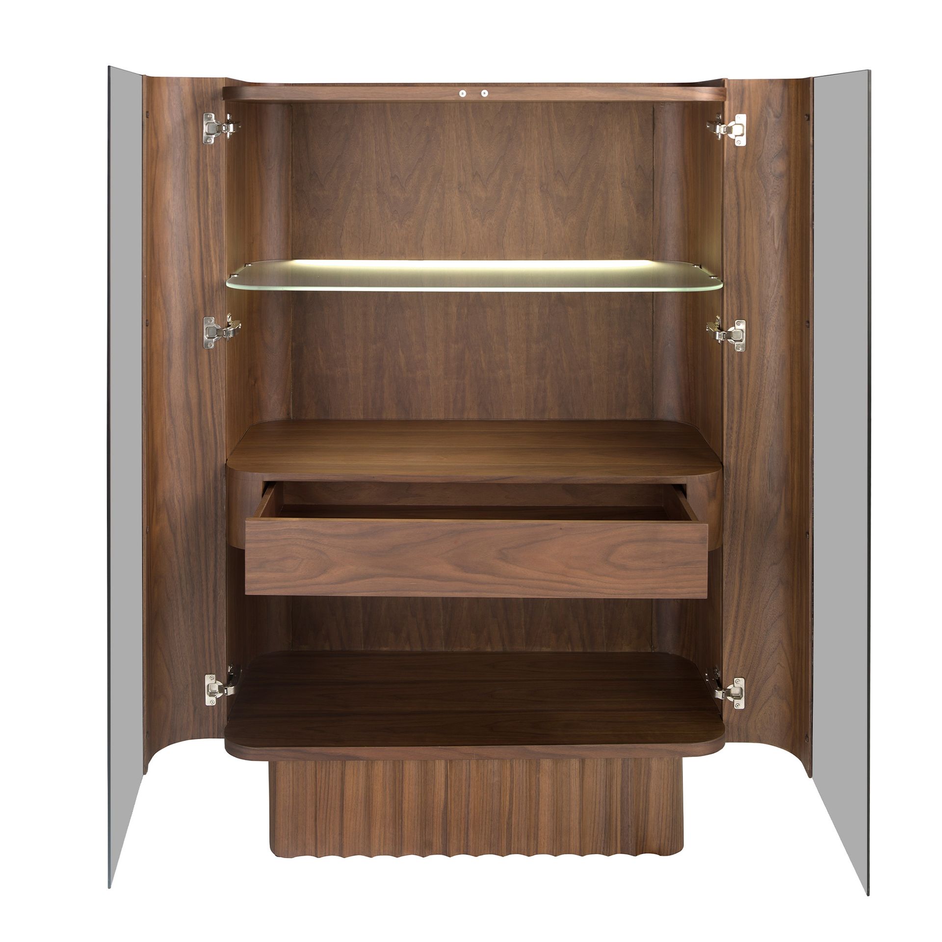 Sideboard aus Glas und Walnuss 3273