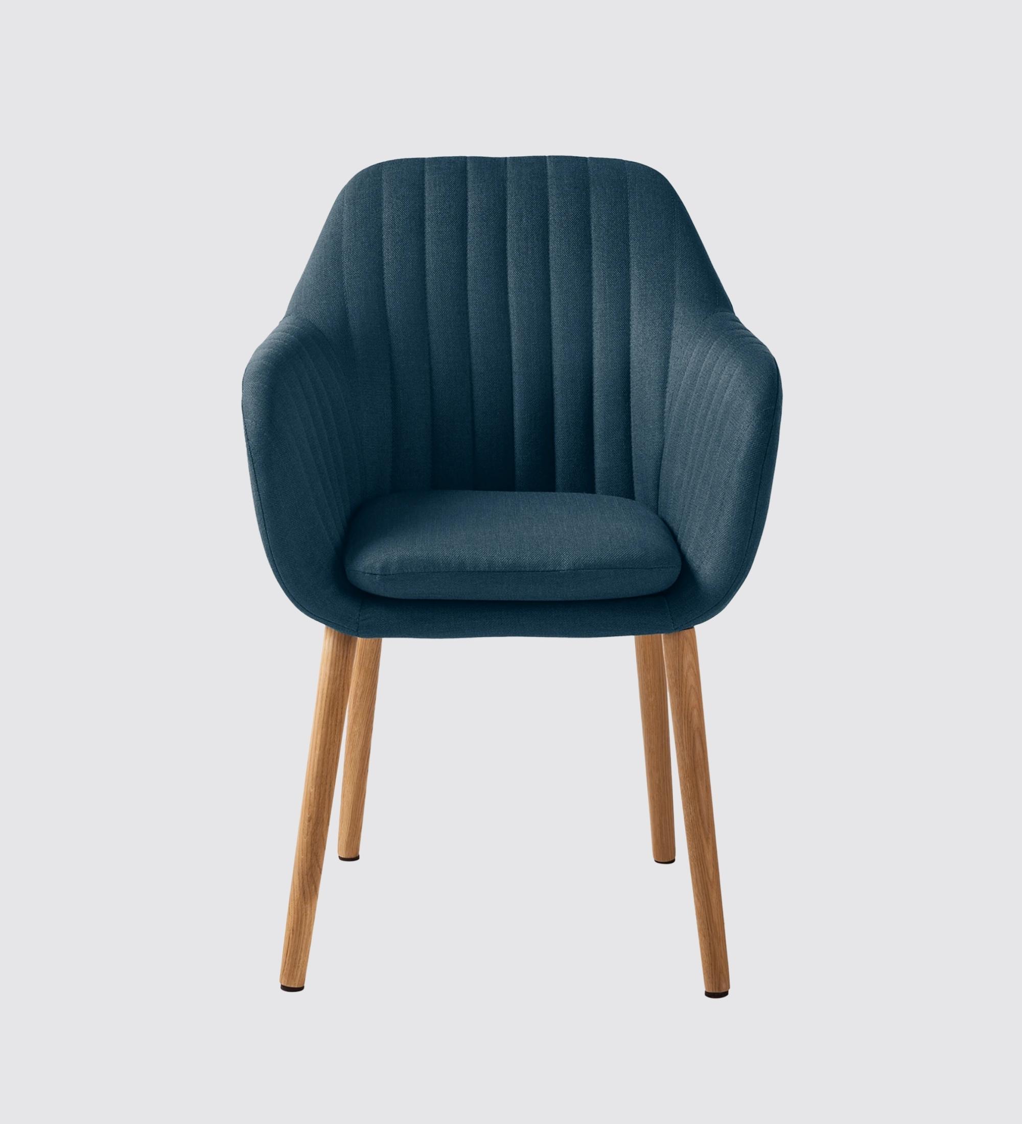 Armlehnstuhl Eiche Massiv Webstoff Jeansblau