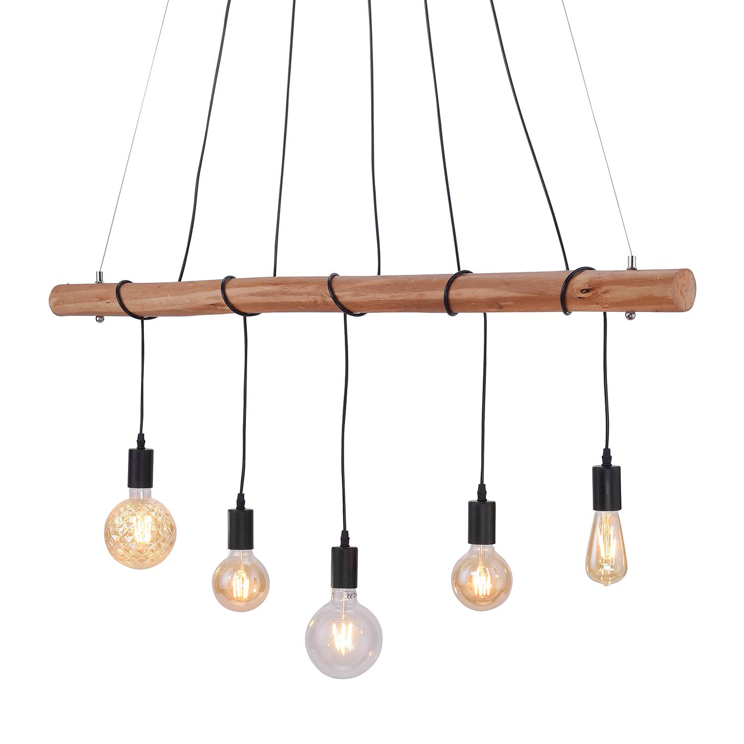 5-Flammig Pendelleuchte Damian Metall Holz