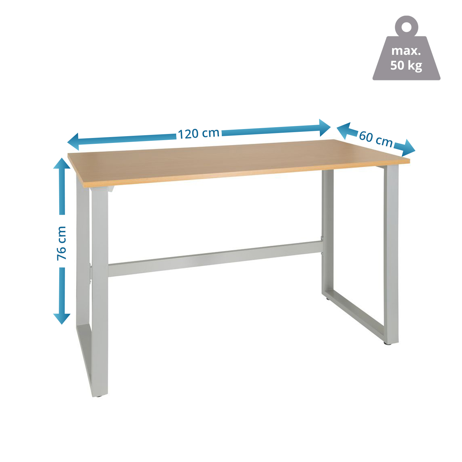 Workspace Light I Schreibtisch Buche Stahl Silber