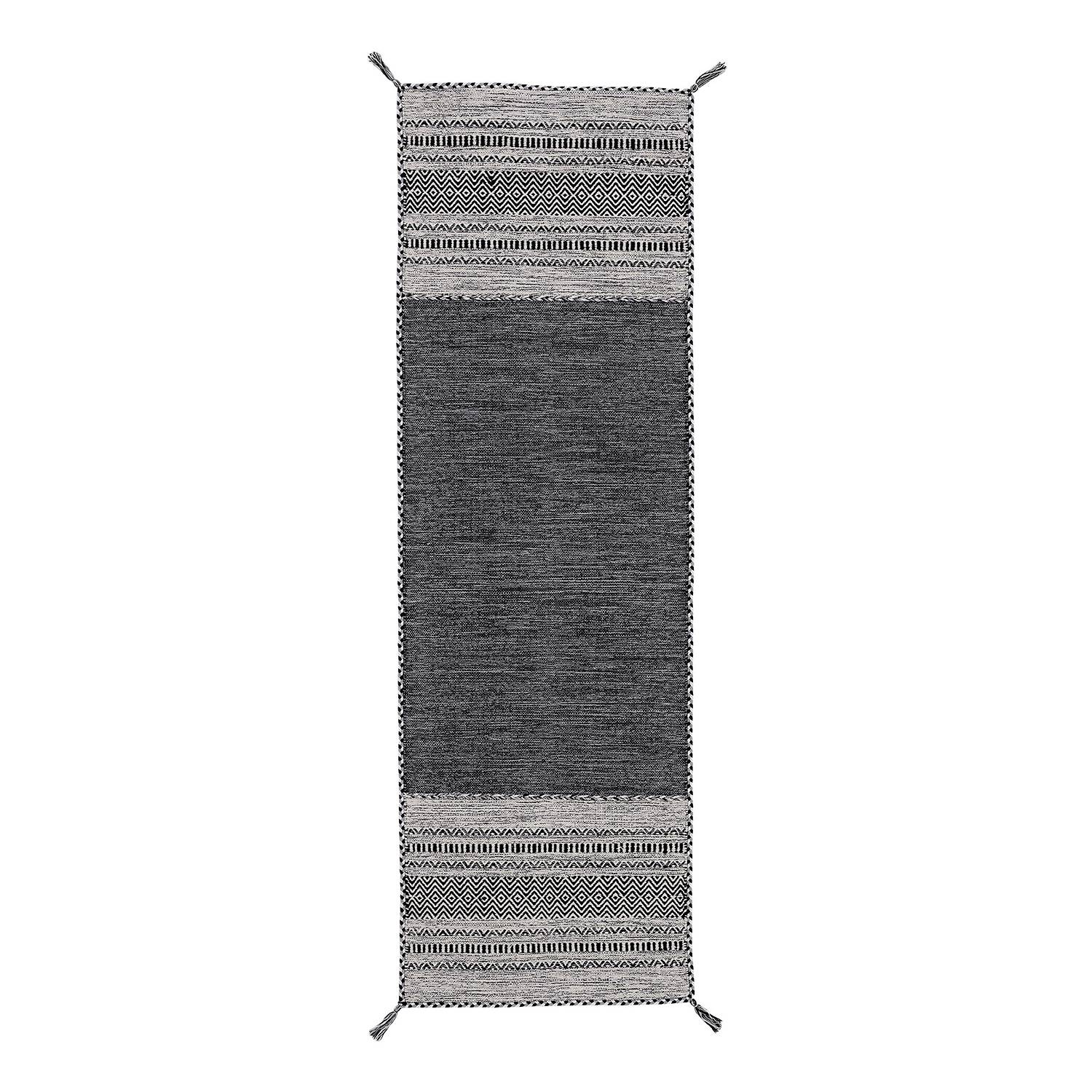 Läufer Kelim Azizi Baumwolle Schwarz 60 x 180 cm