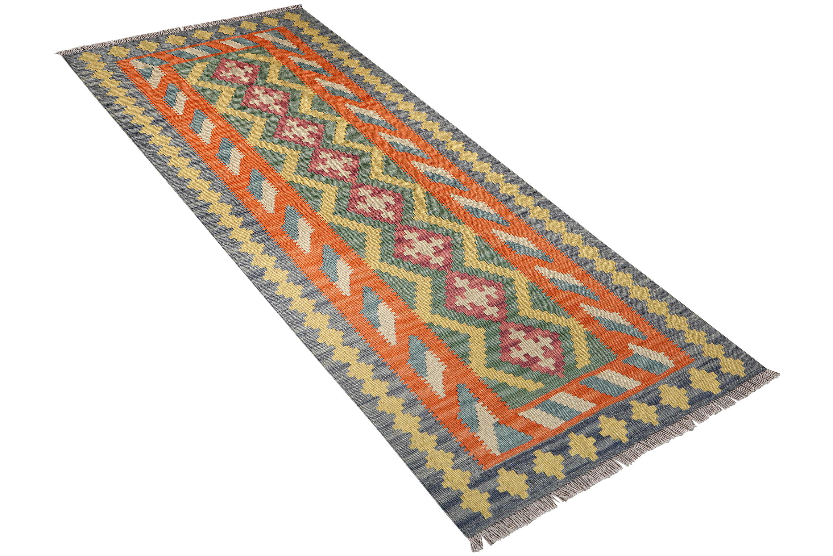Tappeto Kilim Gashgai Lana Verde