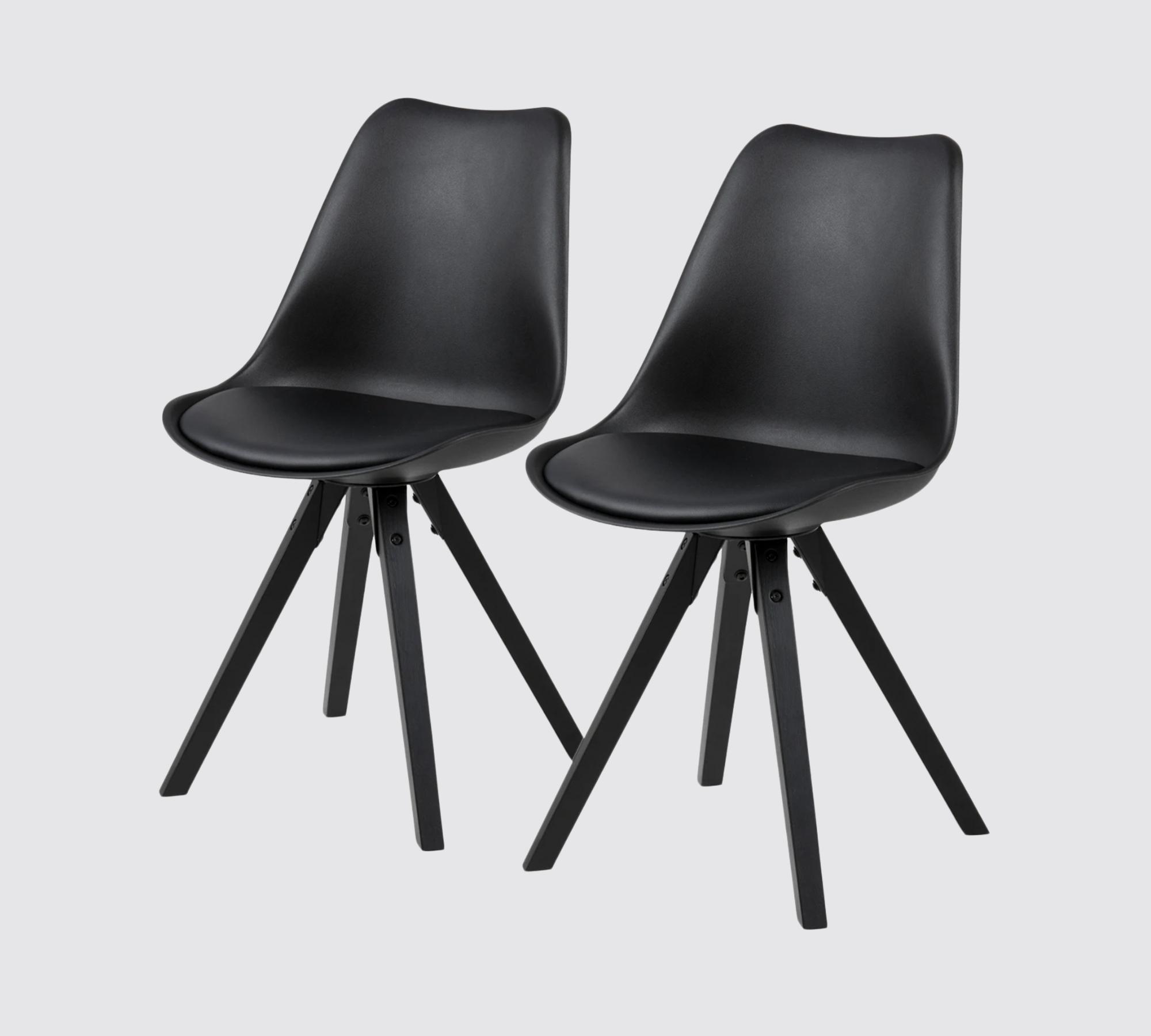 2x Scandi-Style Esszimmerstuhl Schwarz