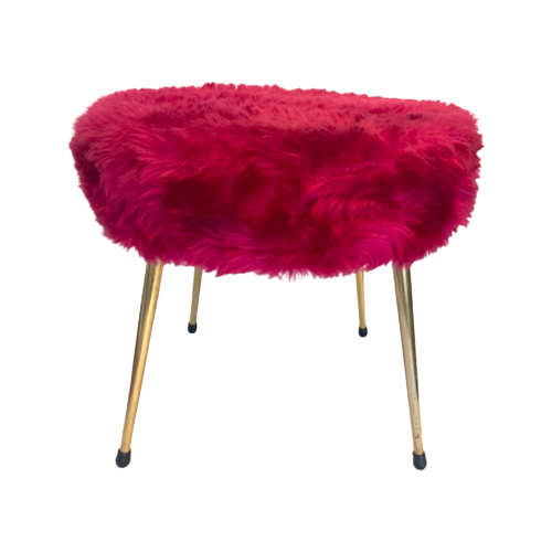 Vintage Hocker Textil Metall Pink 1960er Jahre