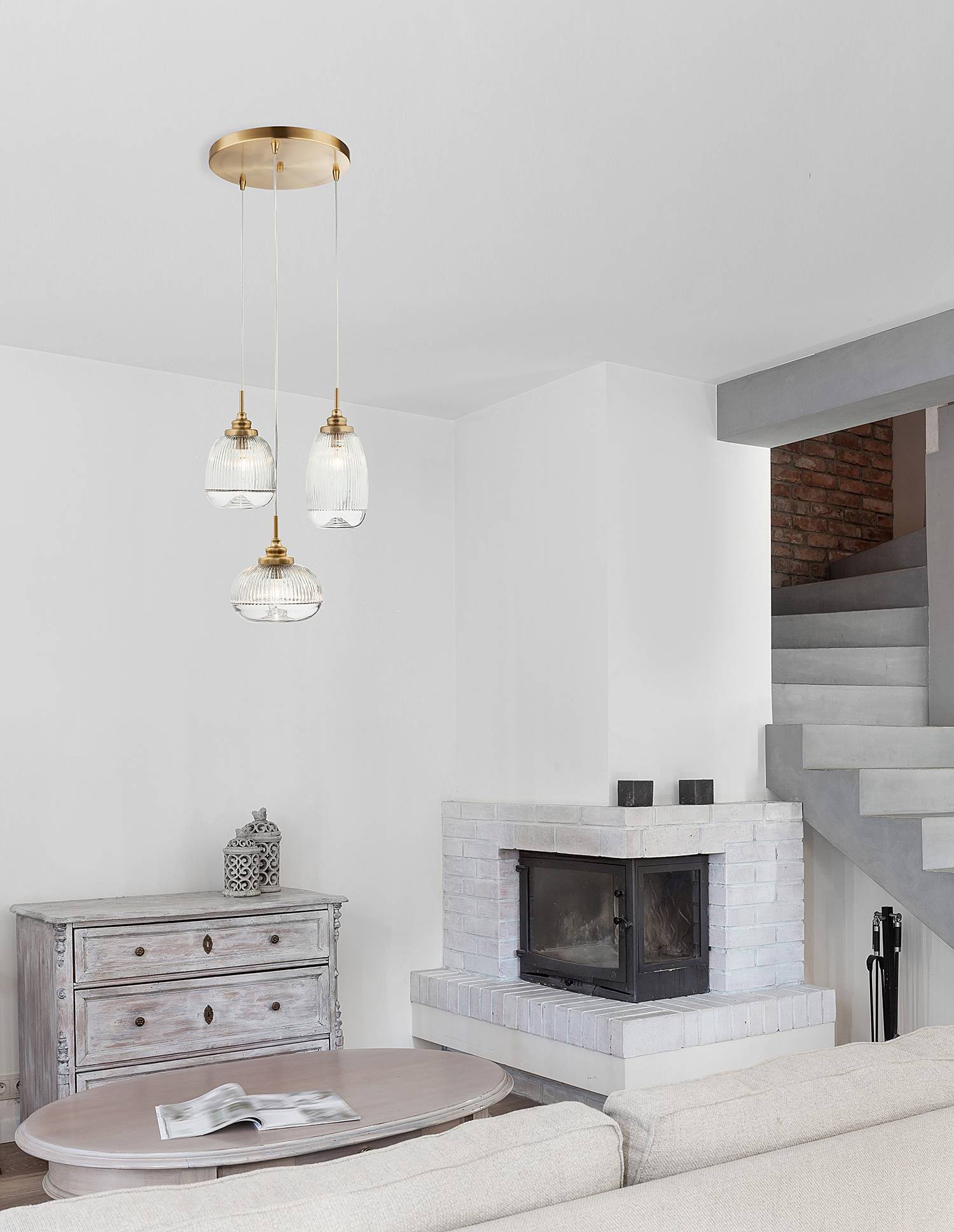 Pendant light Moon Type D Clear glass Aluminum