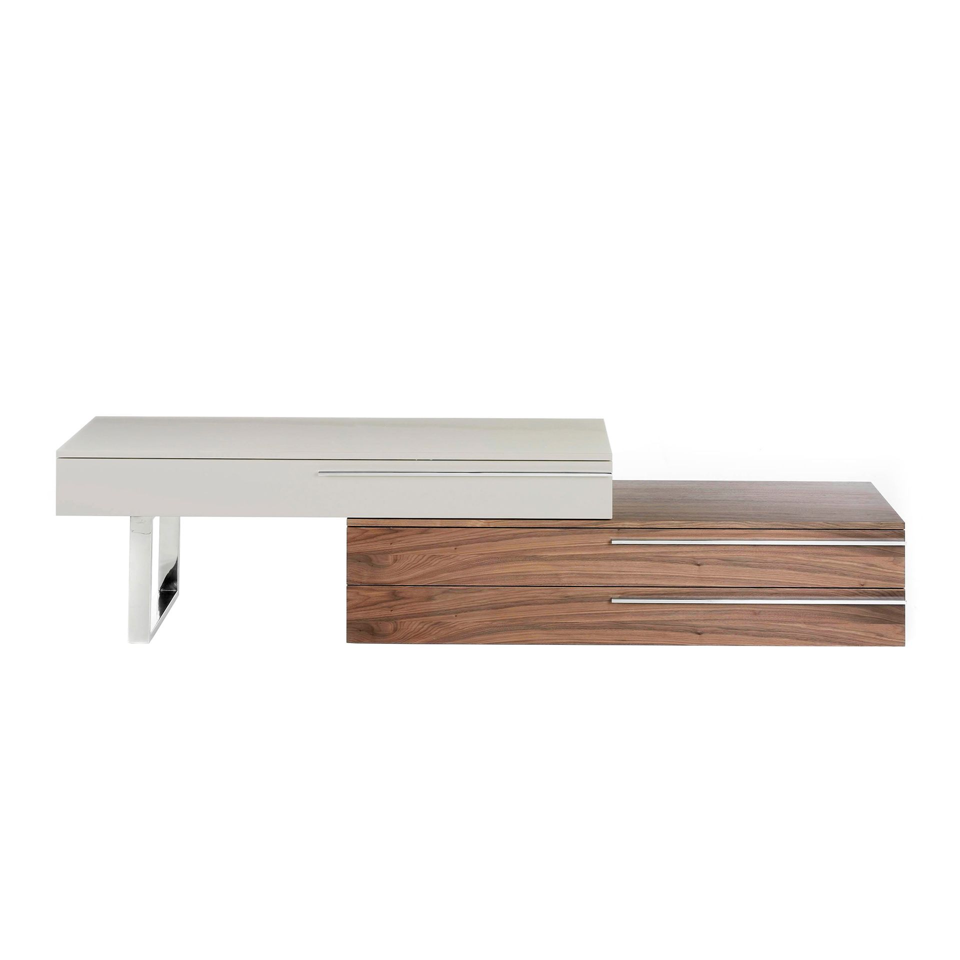 Lowboard Walnussfurnier Edelstahl Creme