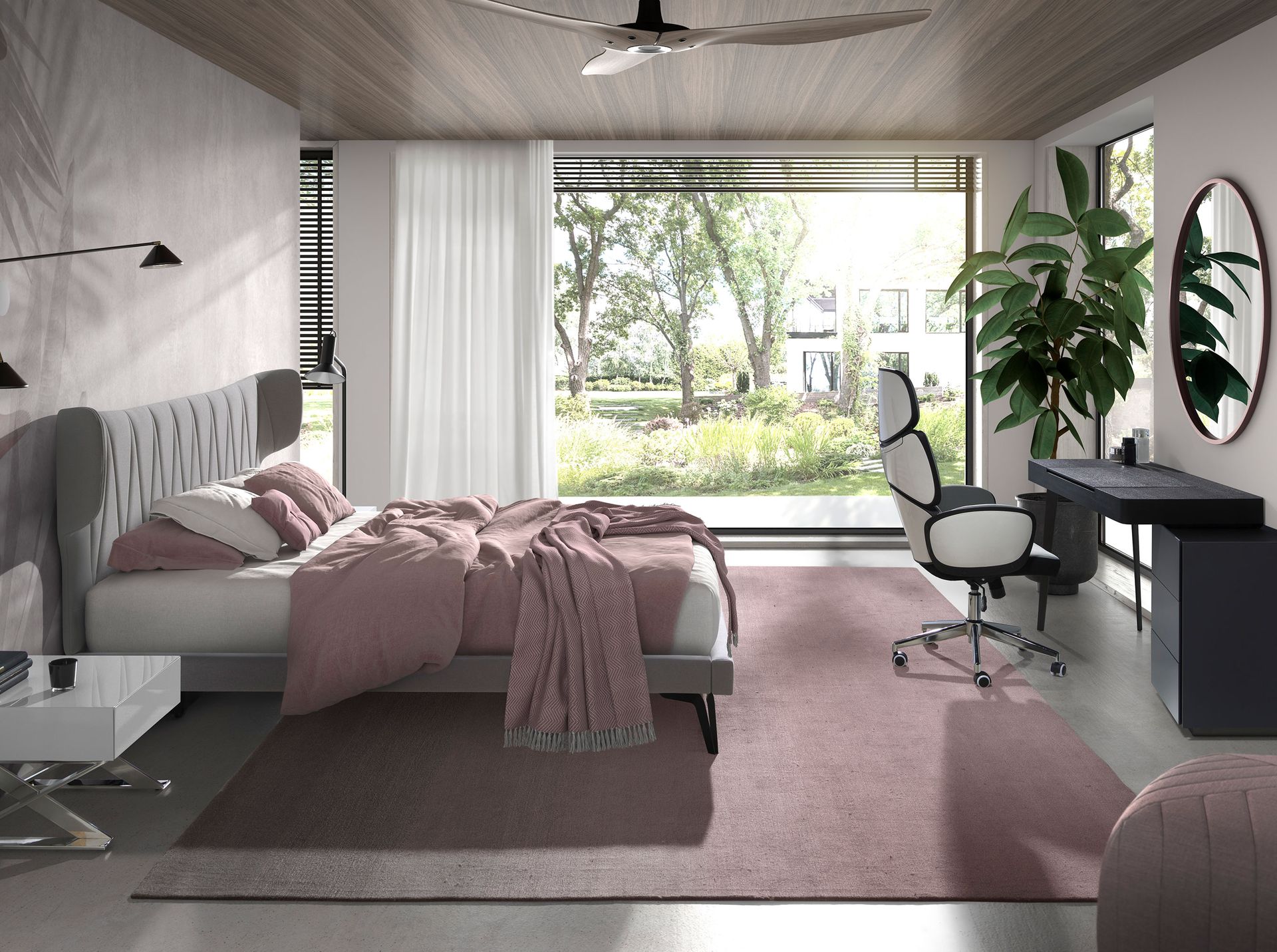 4142 Bürostuhl Drehbar Hellgrau Weiß Glänzend