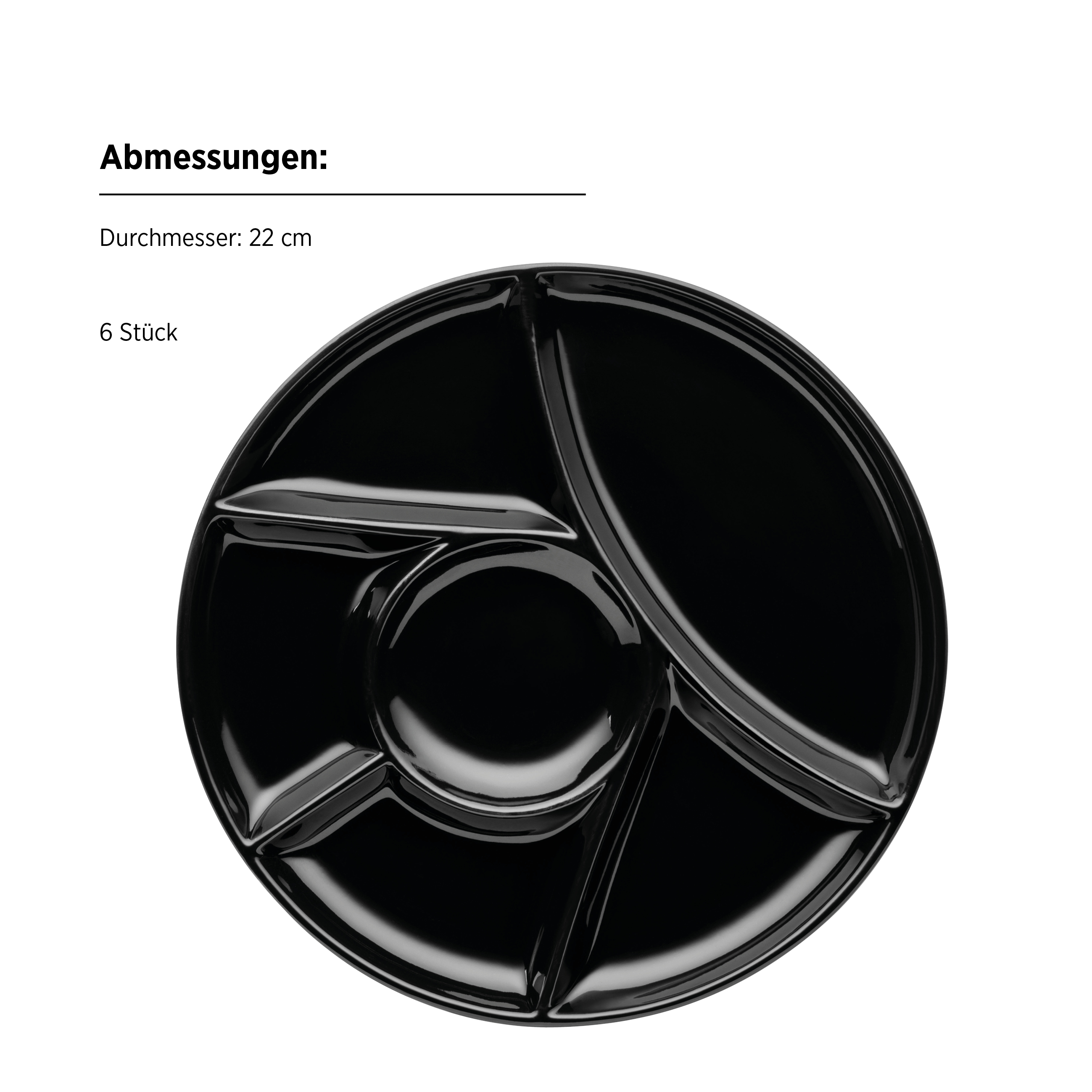 Ucota Fondueteller 6er-Set Porzellan Schwarz