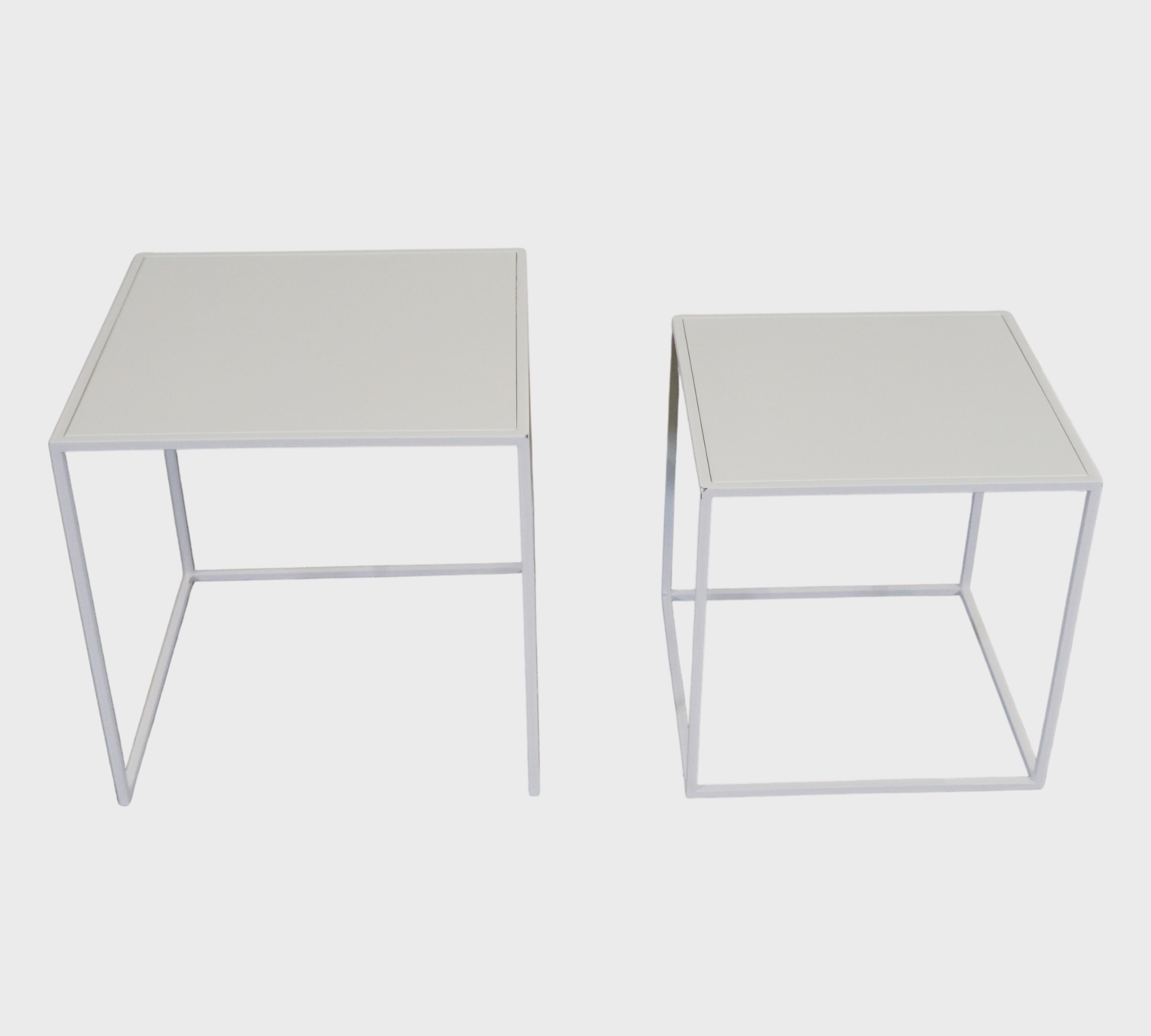 2x Beistelltisch Fera Stahl Pulverbeschichtet Weiß 66198
