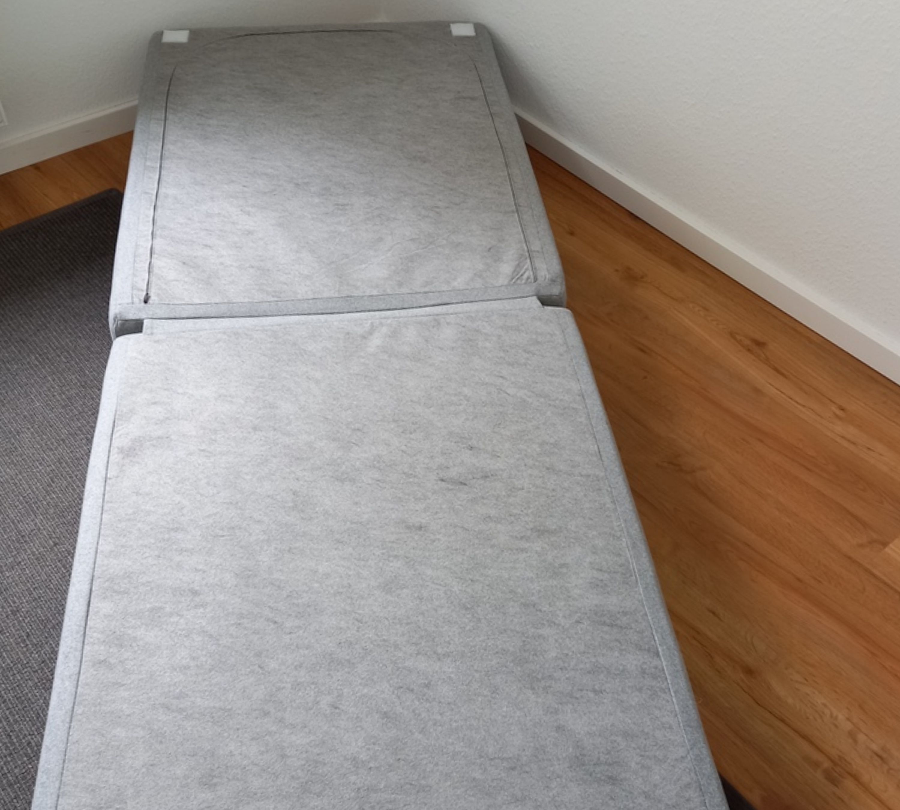 Hocker mit Schlaffunktion Wolle Holz Grau