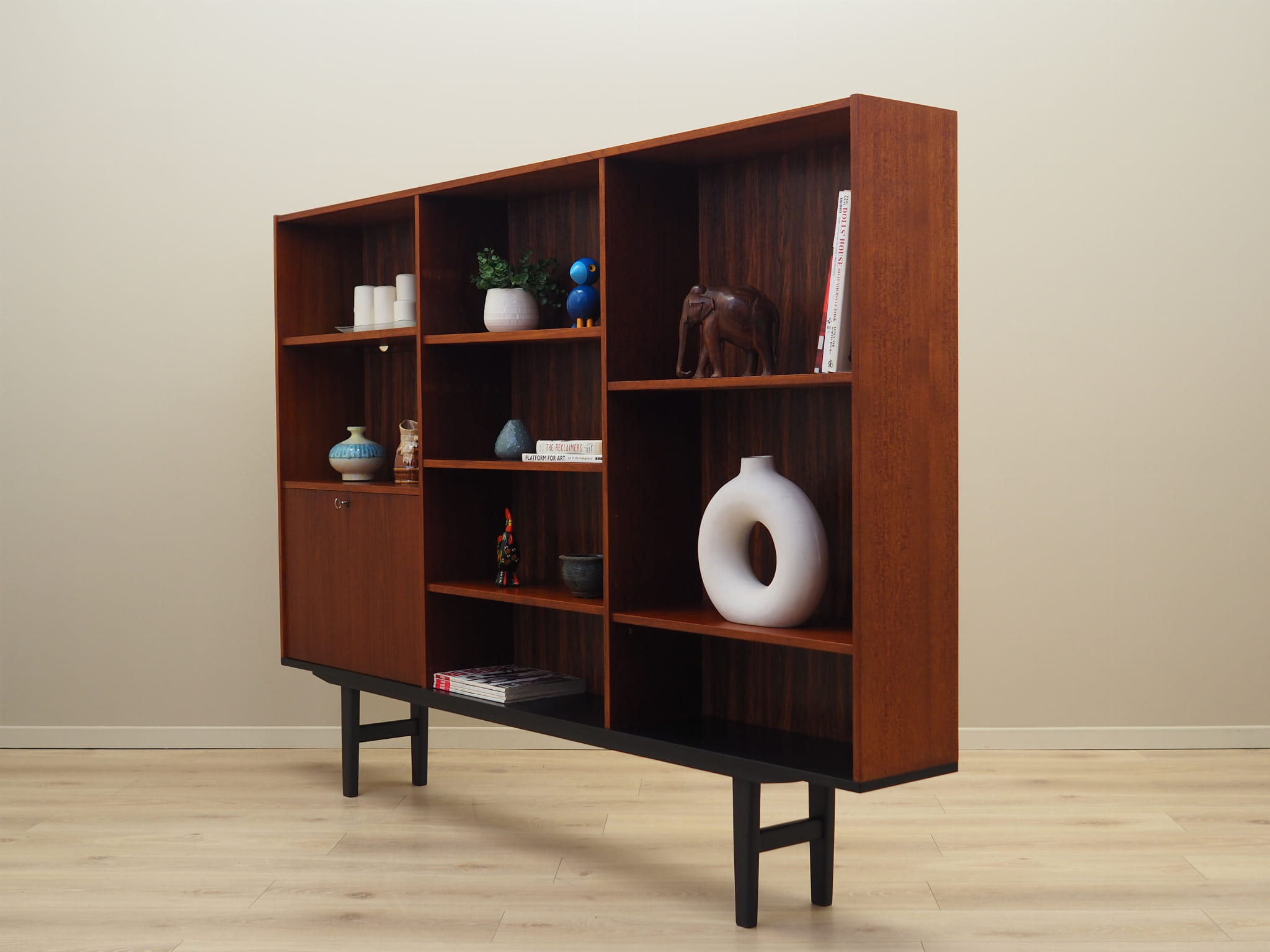 Vintage Bookshelf Teak Wood Brown 1970s