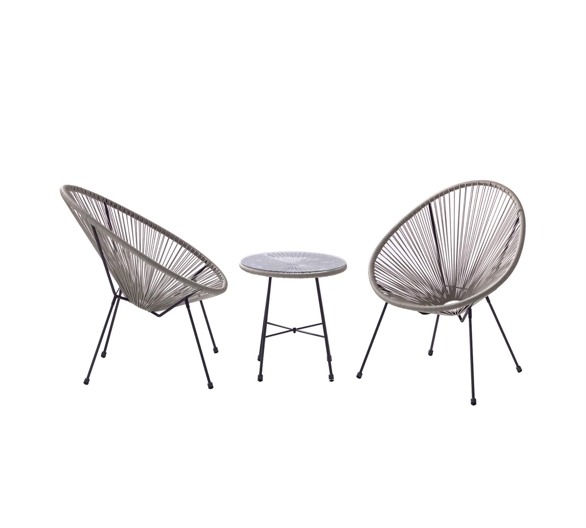 Sitzgruppe 3-teilig Metall Kunstfaserstreben Beige