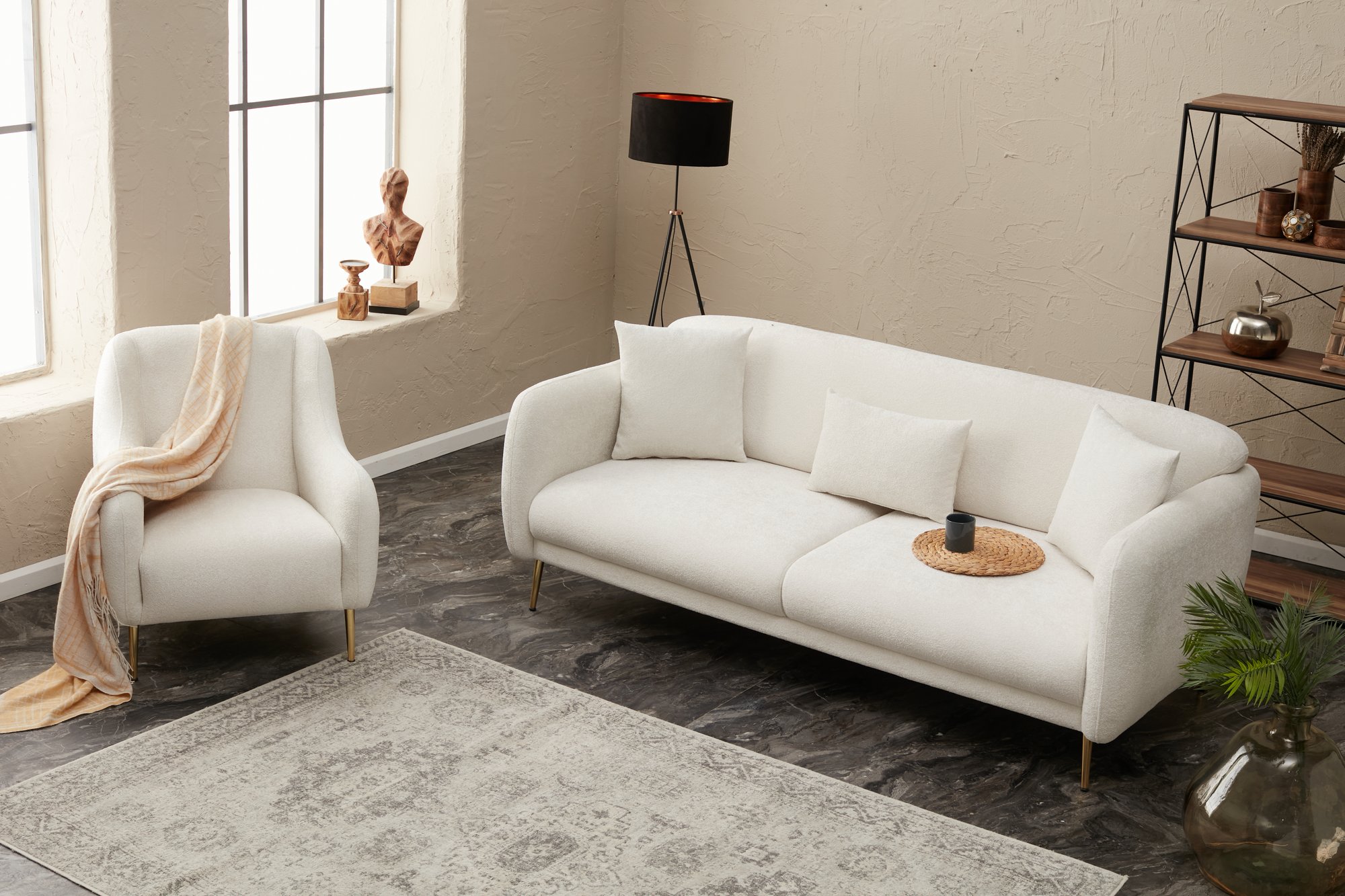 Simena Sofa 3-Sitzer Creme