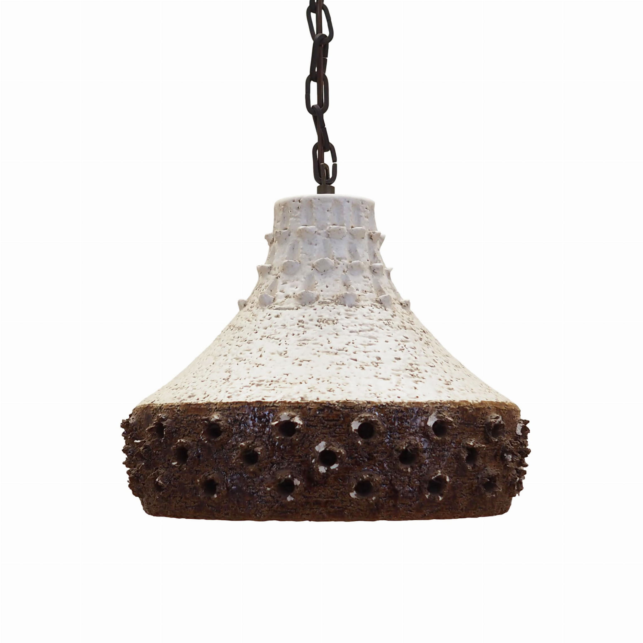Lampada a sospensione vintage in ceramica marrone, anni '60
