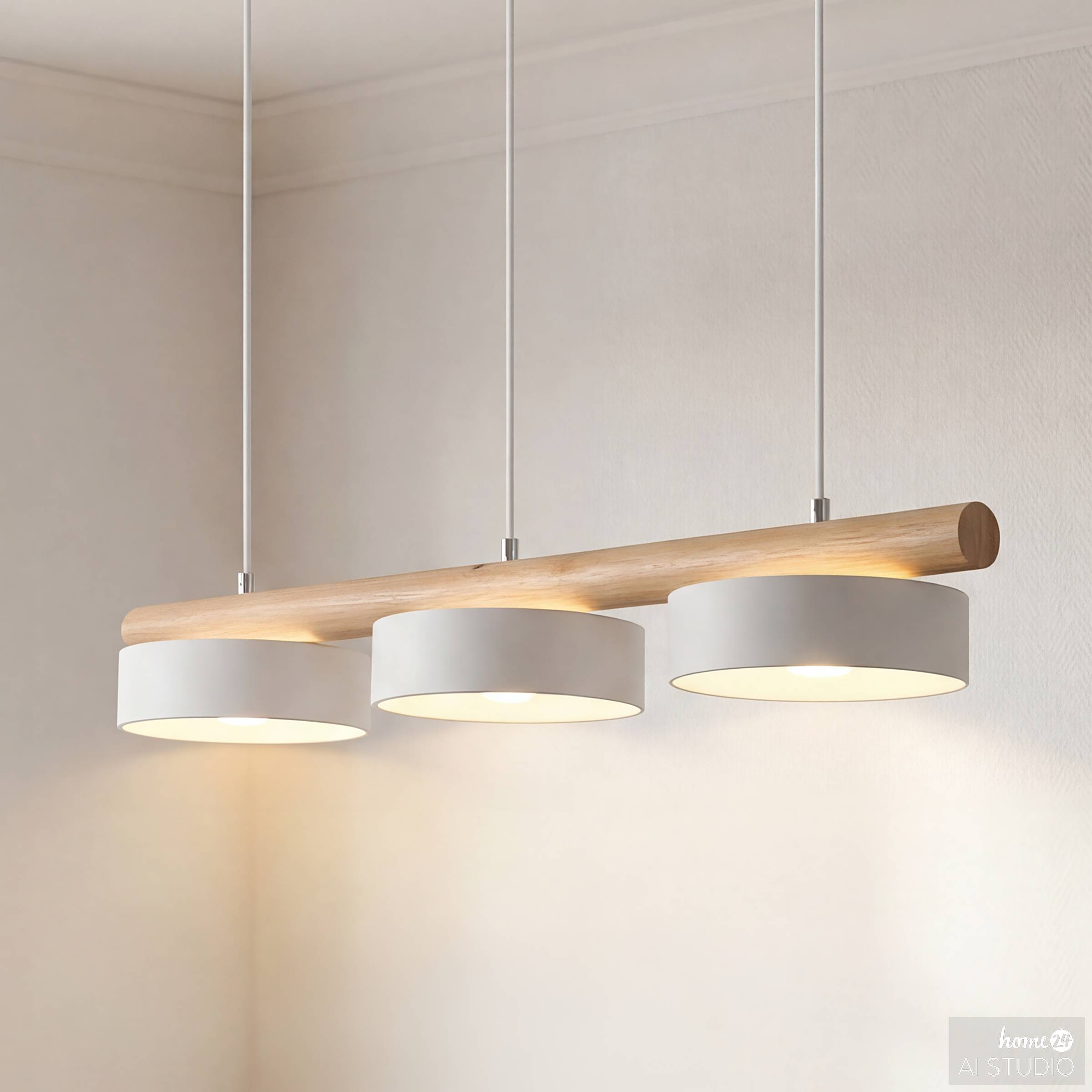 Pendant Lamp Clyro 3-Light Solid Pine White