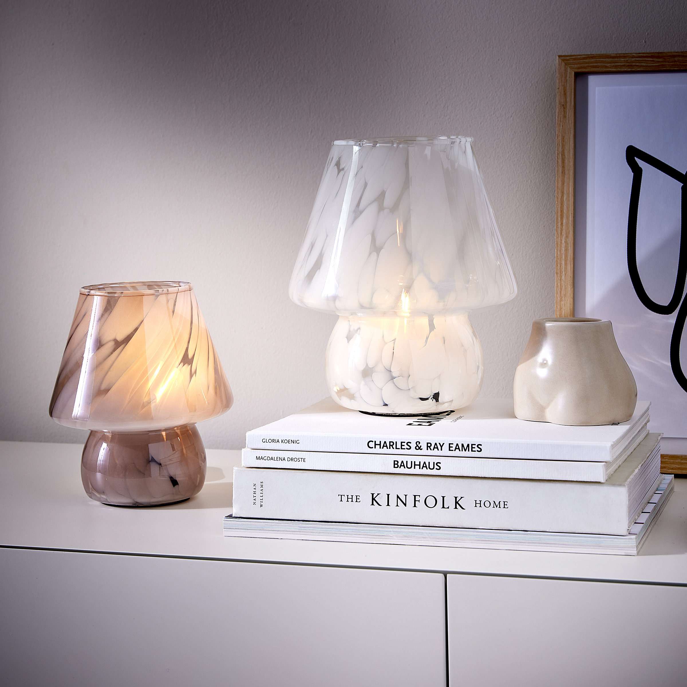 Miss Marble LED-Leuchte Farbglas Blau Weiß
