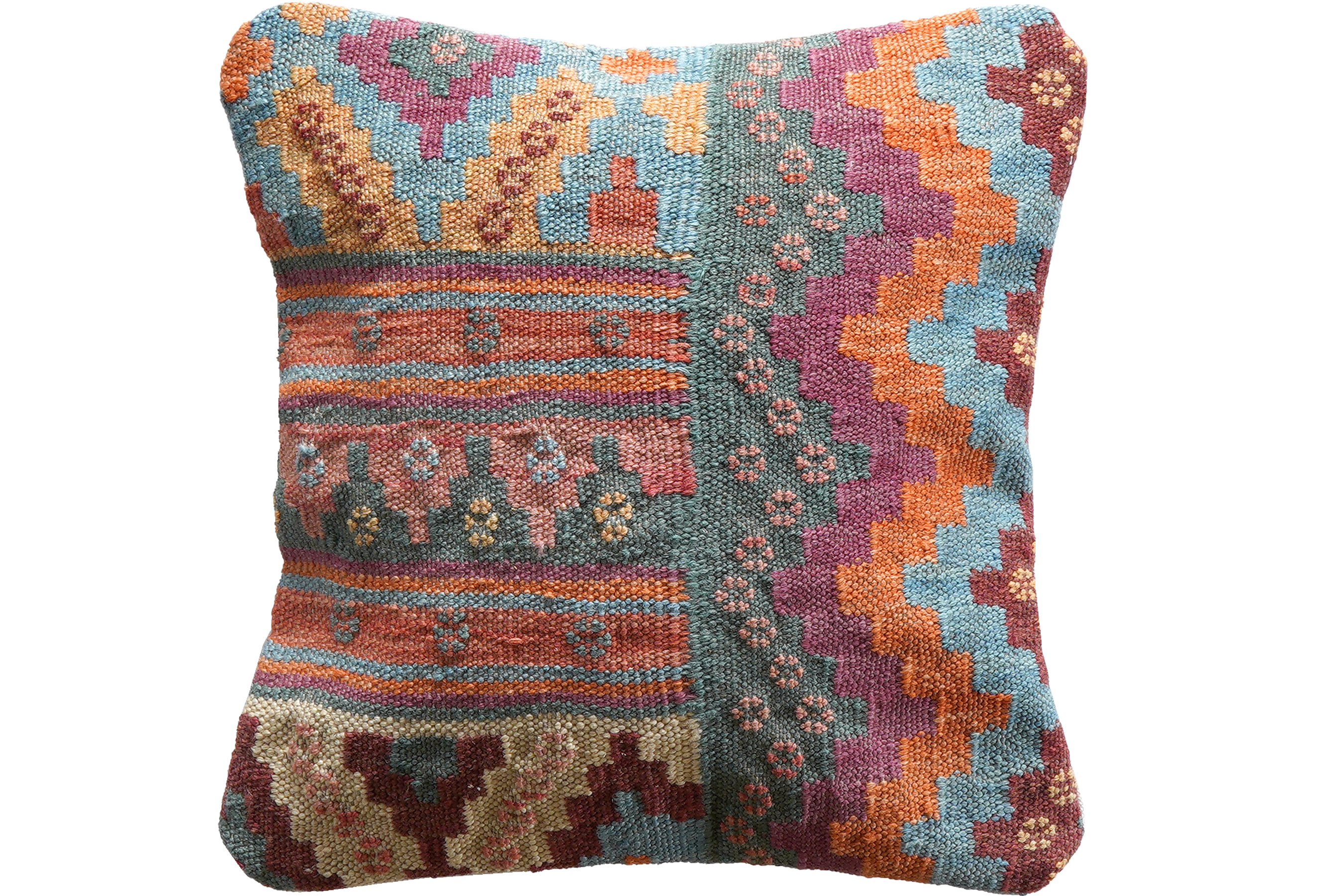 Kelim Kissen Wolle Baumwolle Mehrfarbig