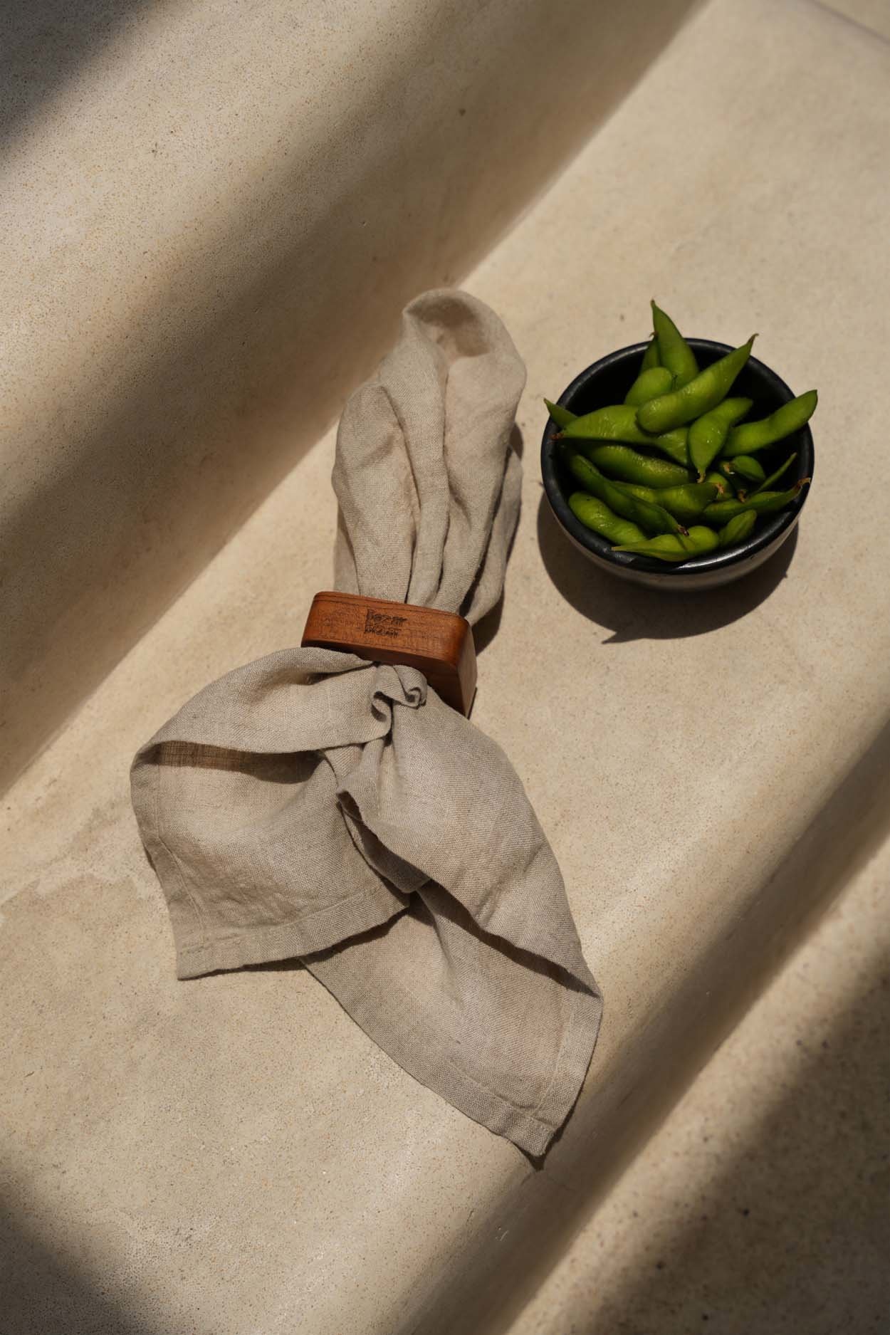 4x Serviette Leinen Beige