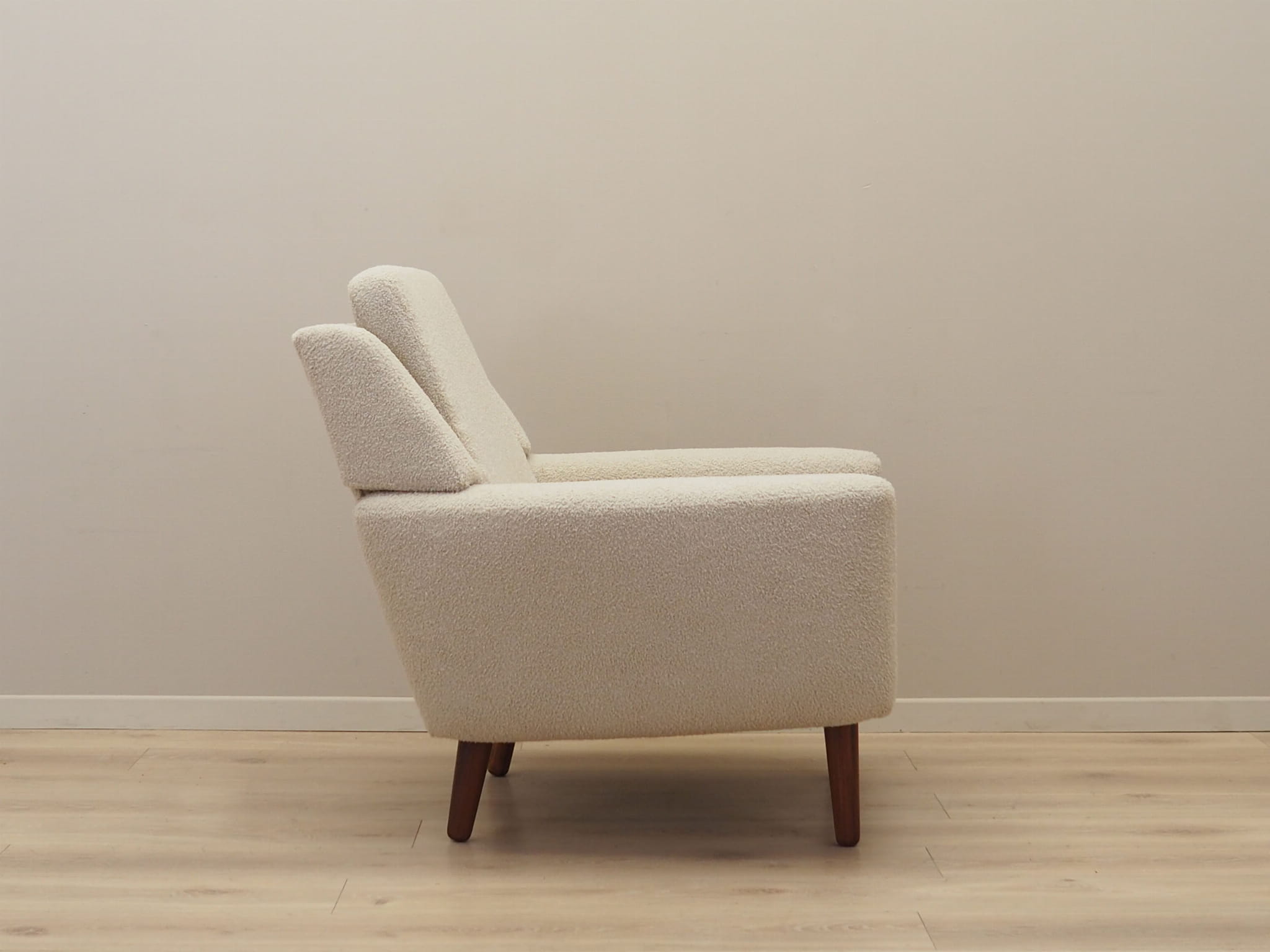 Sessel Textil Holz Creme 1970er Jahre
