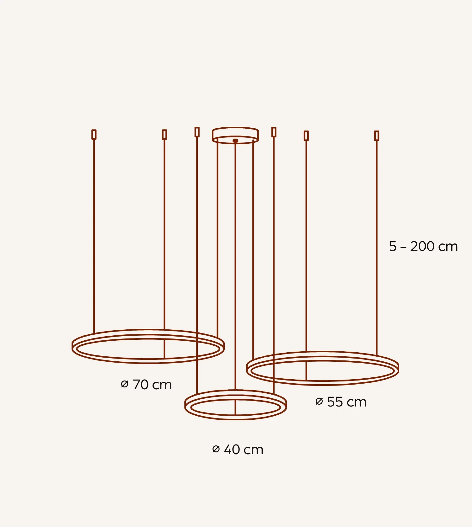 Ring-shaped LED pendant light CAECILIA Gold