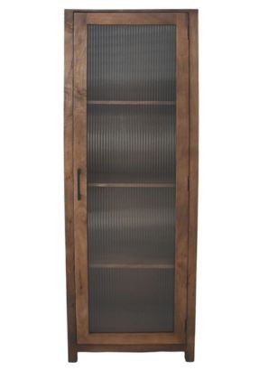 Vitrine mit Tür Mangoholz Glas