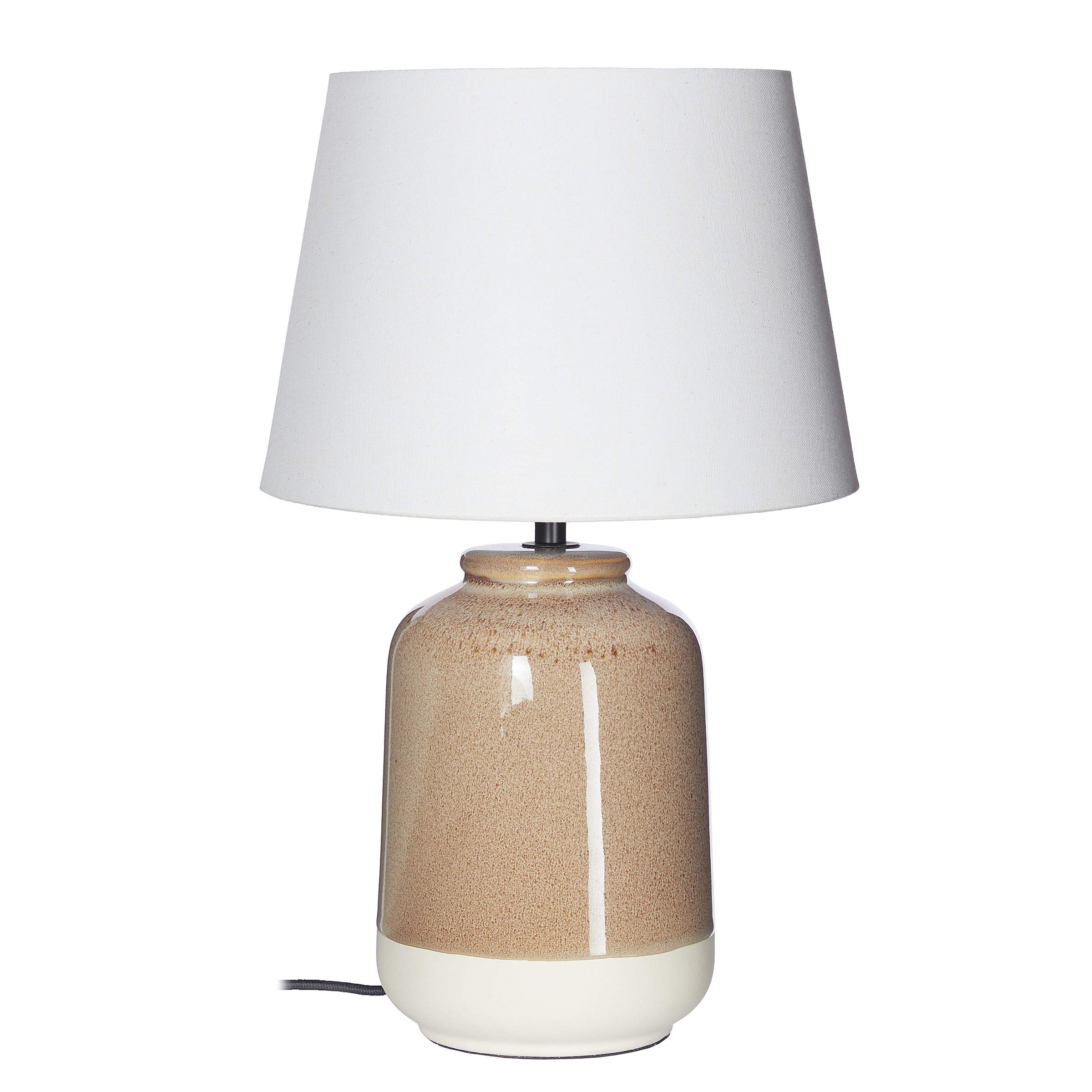 Verice Tischleuchte Leinen Keramik Creme Taupe