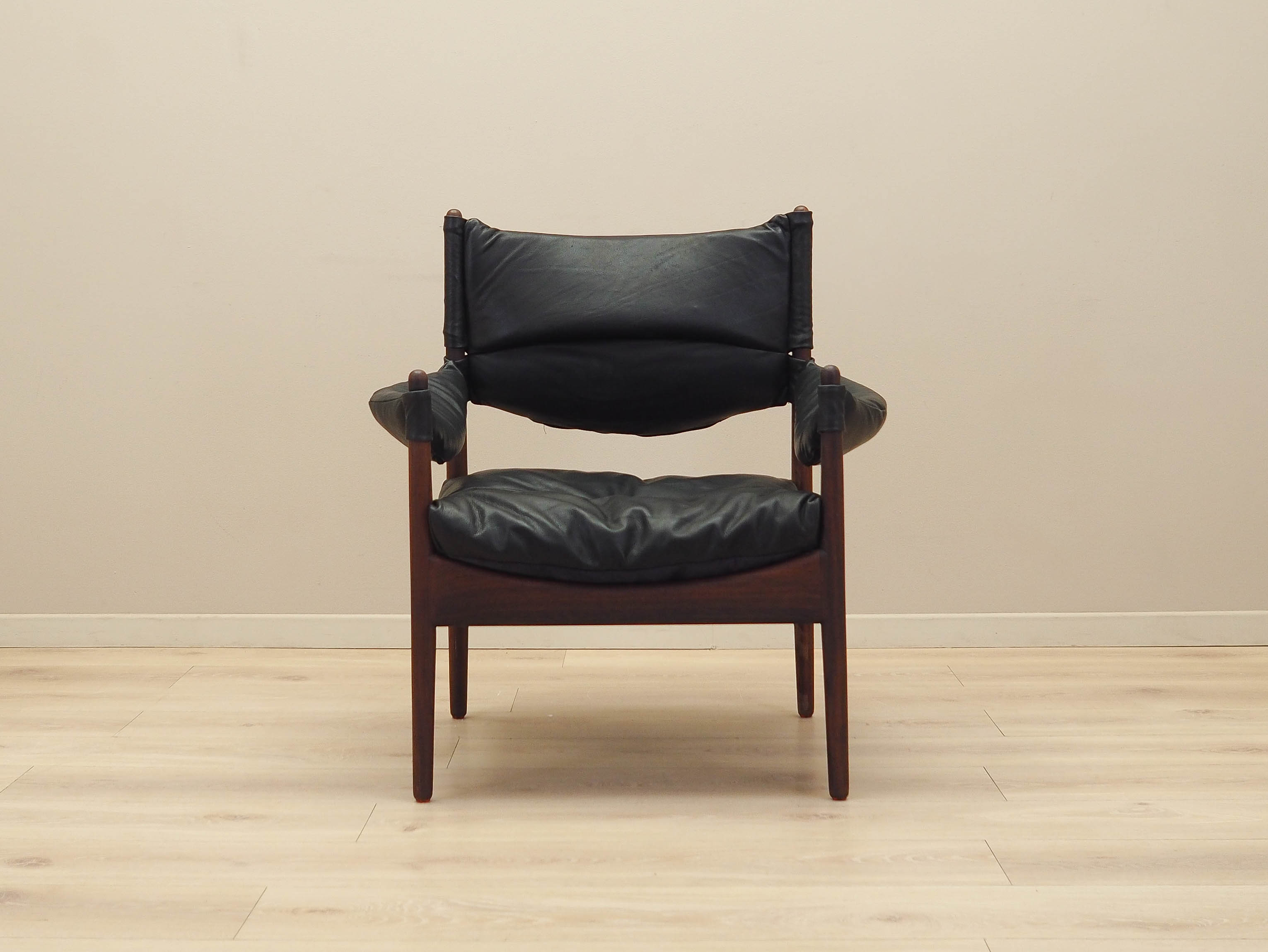 Modus Sessel Holz Leder Schwarz 1960er Jahre, Designer: 
