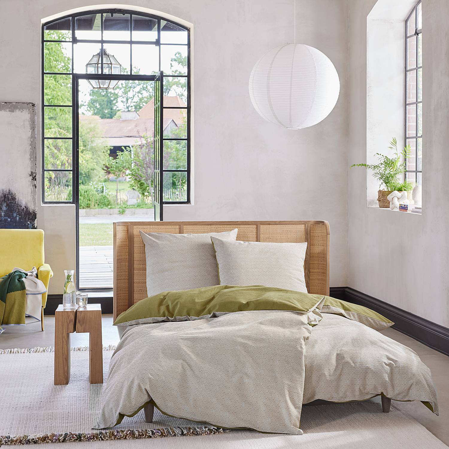 Bed linen set Caja Cotton Seersucker Green 155 x 220 cm