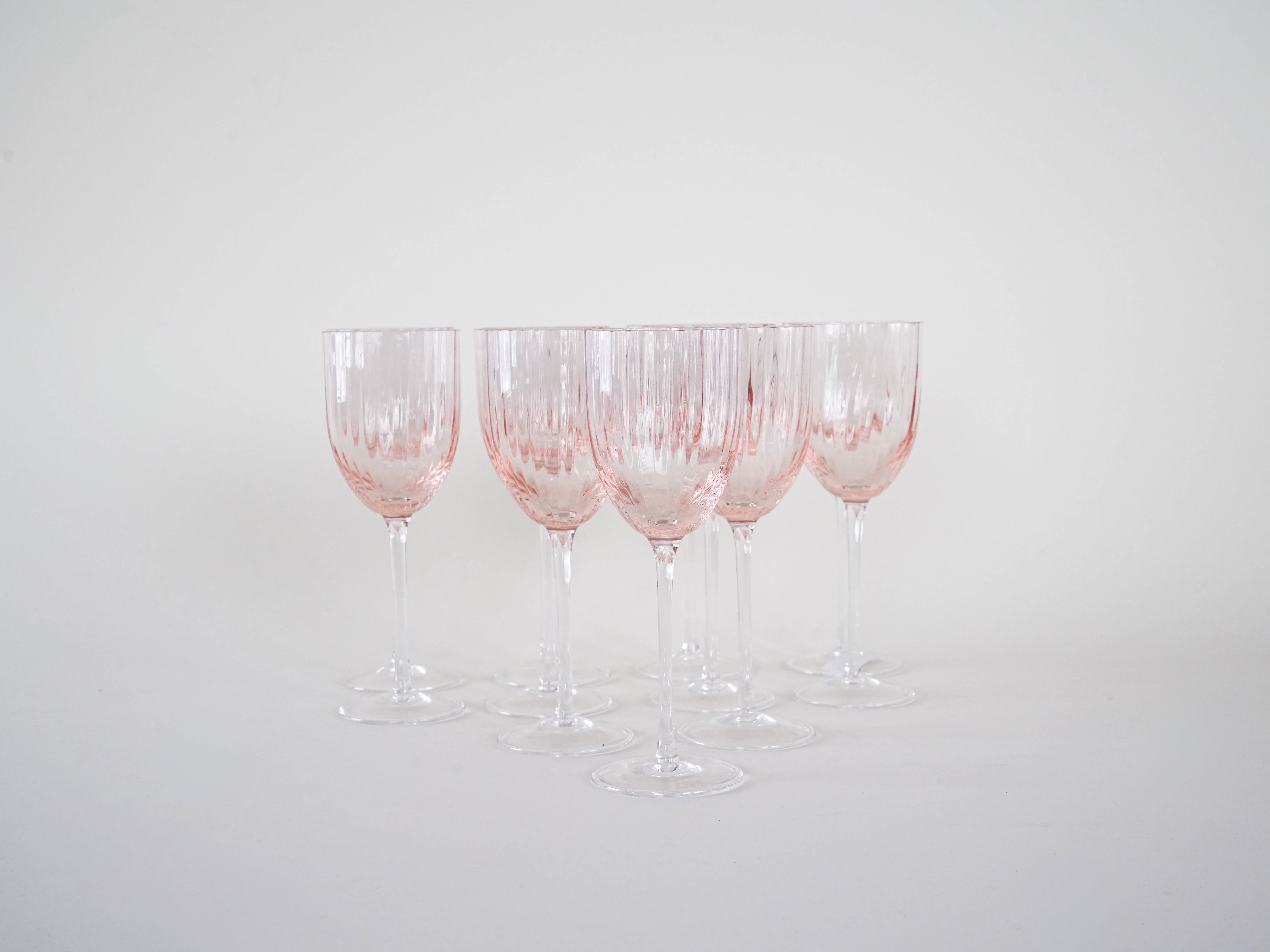 Wine glass set pink 1970s