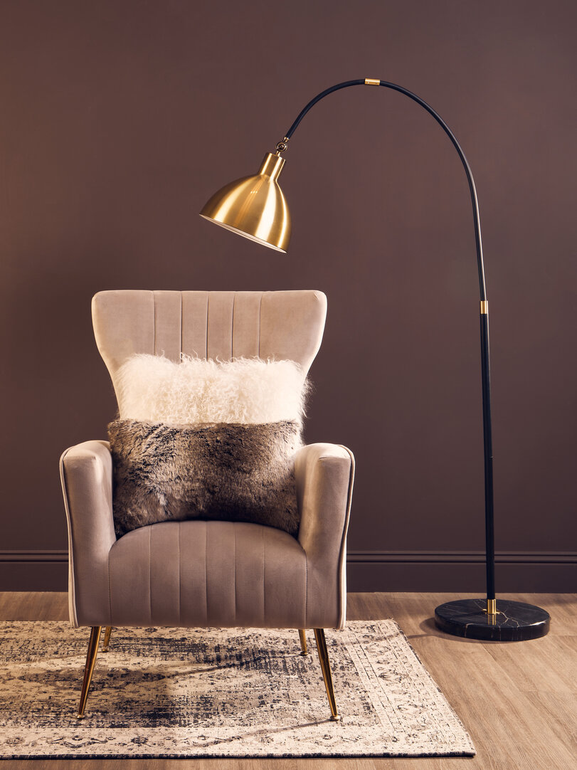 Bosie Lamina Mocha Ombre Rectangular Faux Fur Cushion