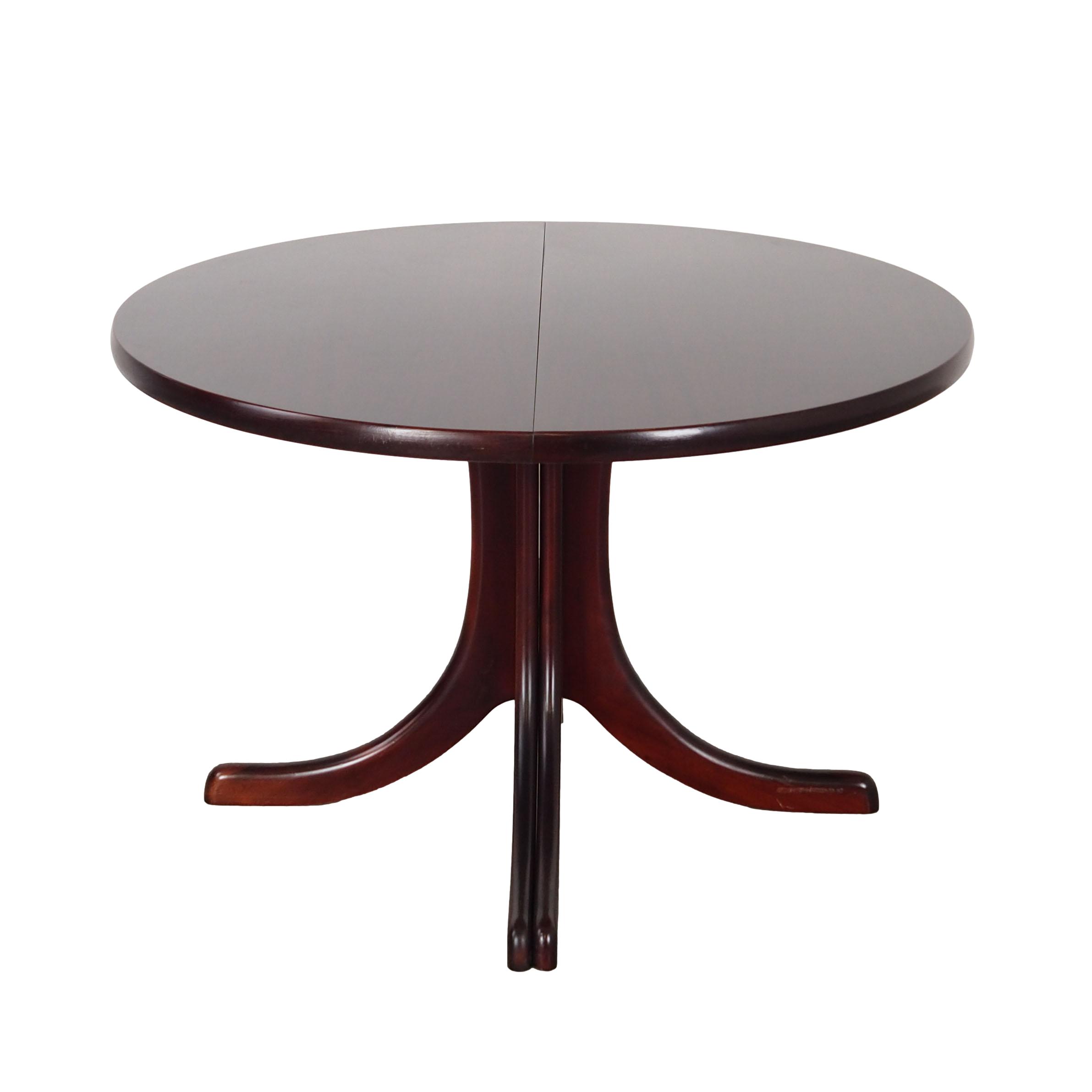 Mahogany table Dark brown 1970s Ø115cm